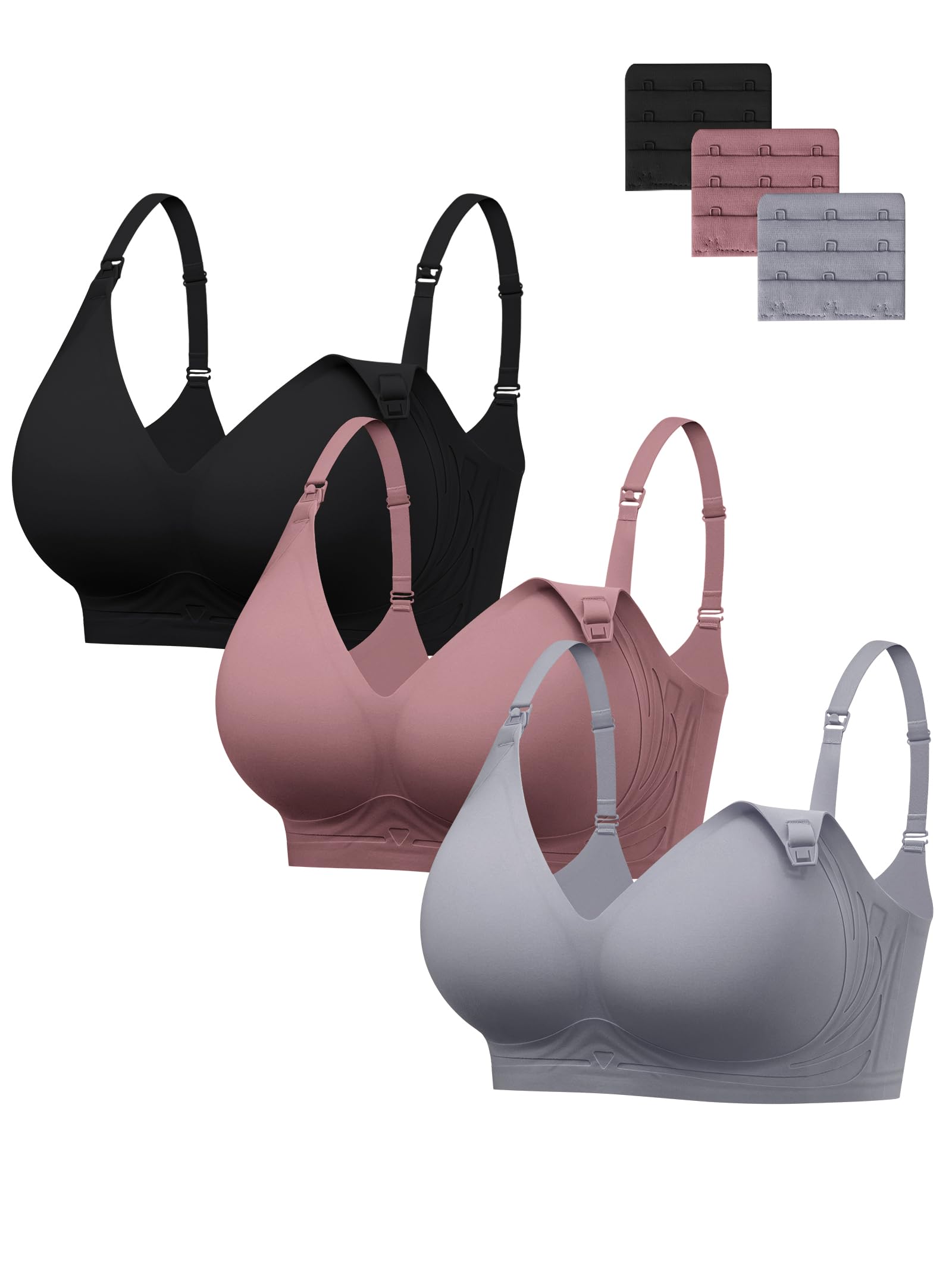 HBselect Nursing Bras for Breastfeeding 3 Pack Women Maternity Jelly Bras
