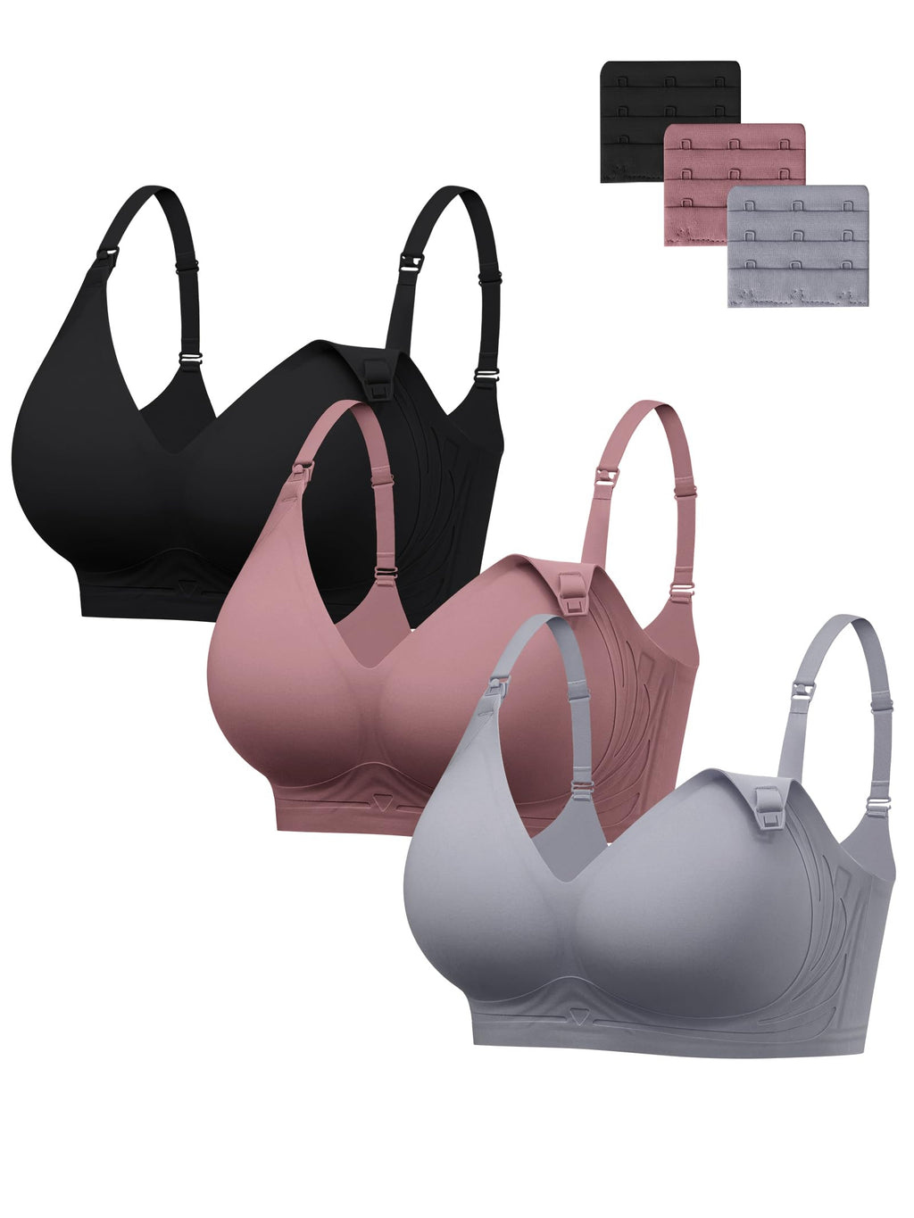 HBselect Nursing Bras for Breastfeeding 3 Pack Women Maternity Jelly Bras