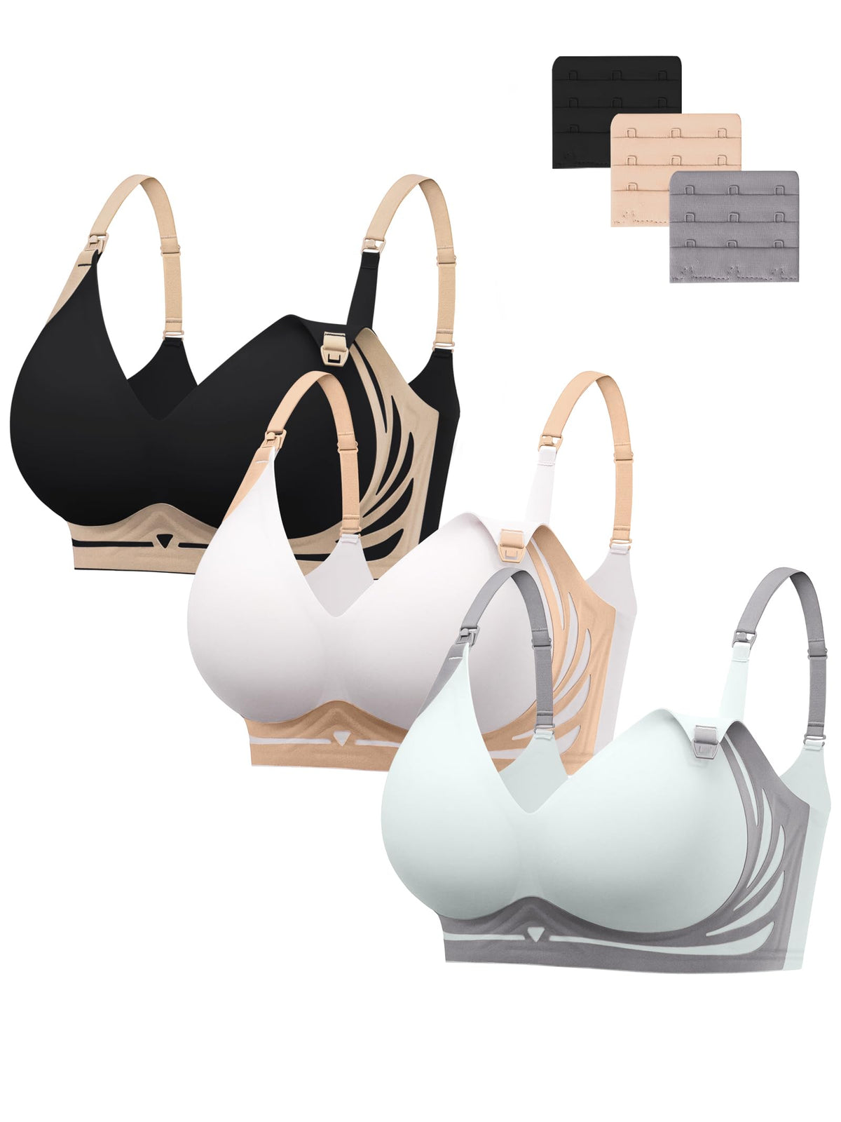 HBselect Nursing Bras for Breastfeeding 3 Pack Women Maternity Jelly Bras