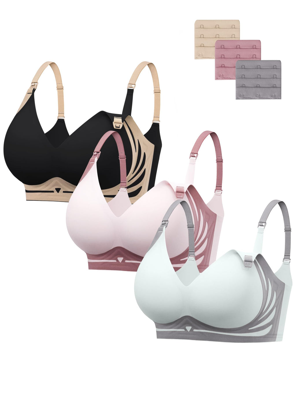 HBselect Nursing Bras for Breastfeeding 3 Pack Women Maternity Jelly Bras