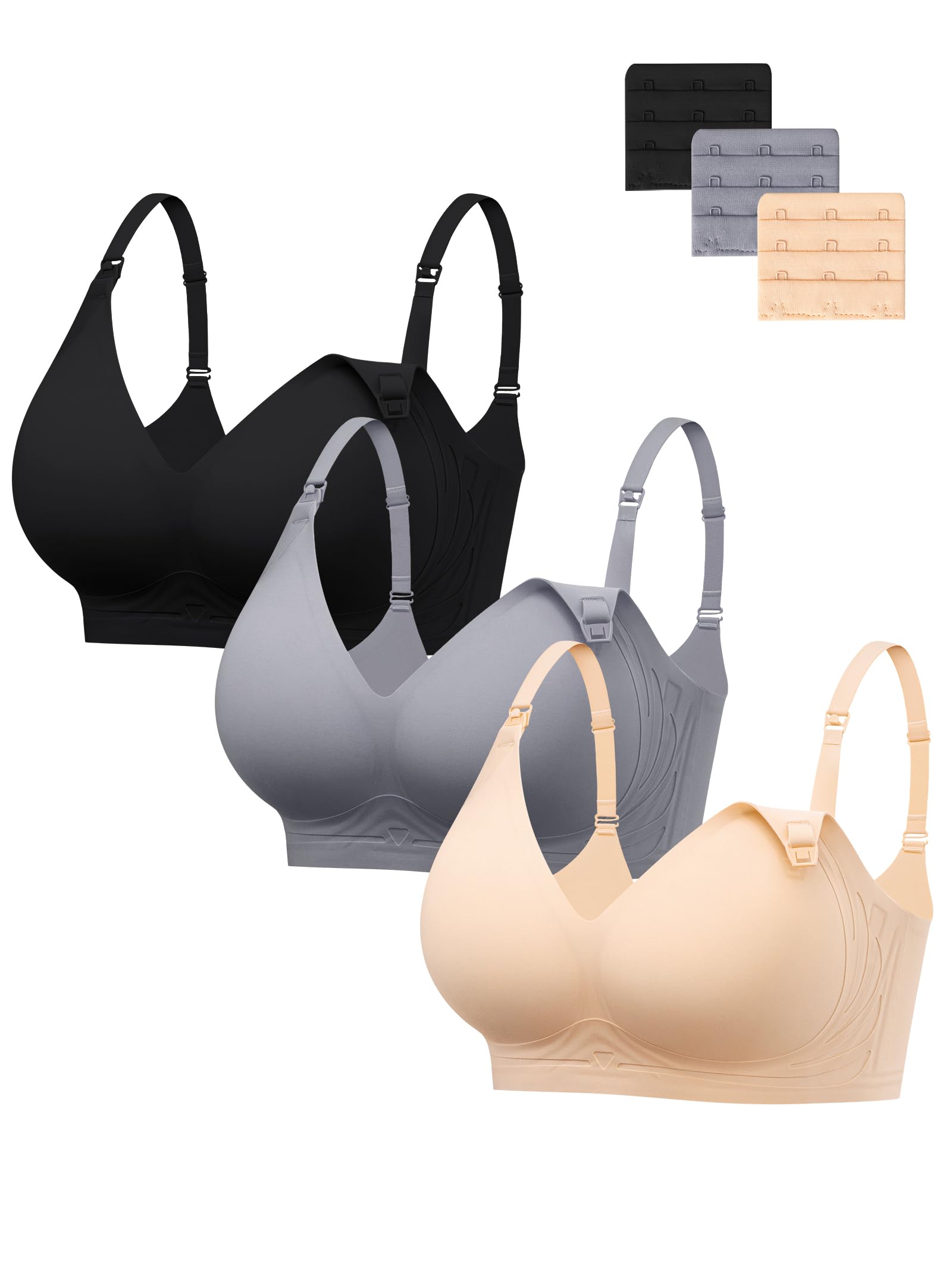 HBselect Nursing Bras for Breastfeeding 3 Pack Women Maternity Jelly Bras