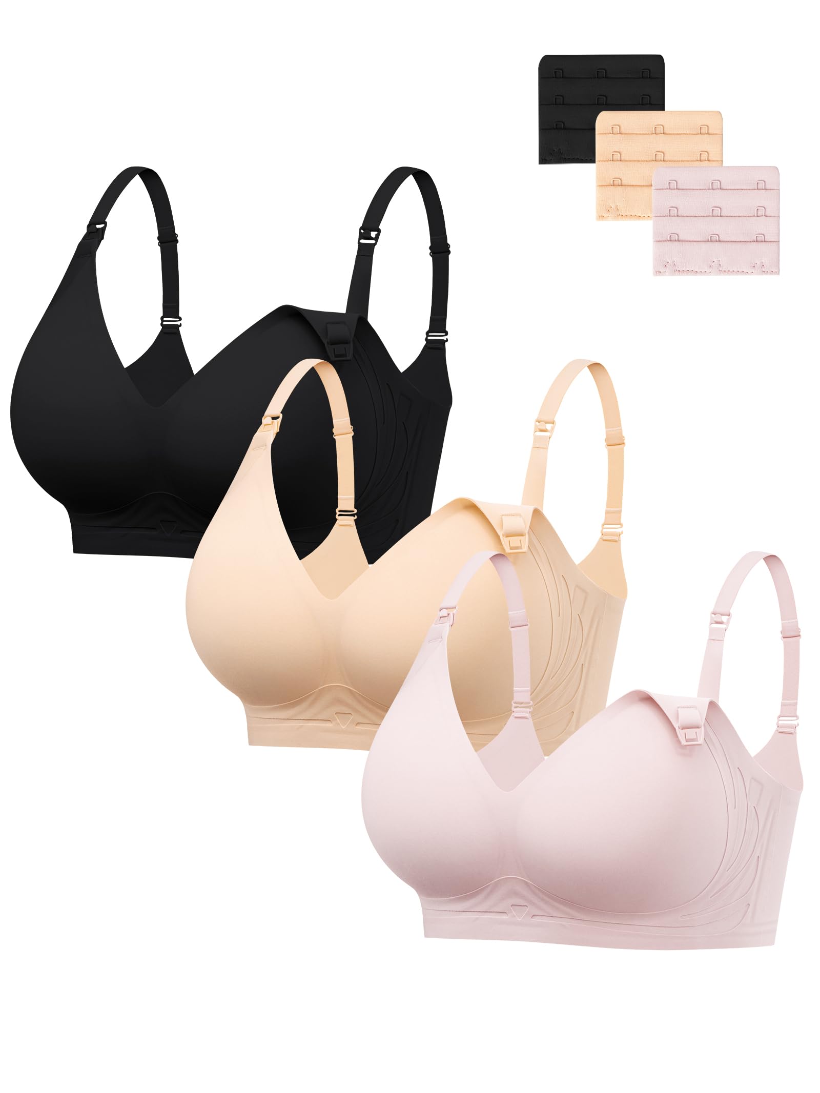 HBselect Nursing Bras for Breastfeeding 3 Pack Women Maternity Jelly Bras