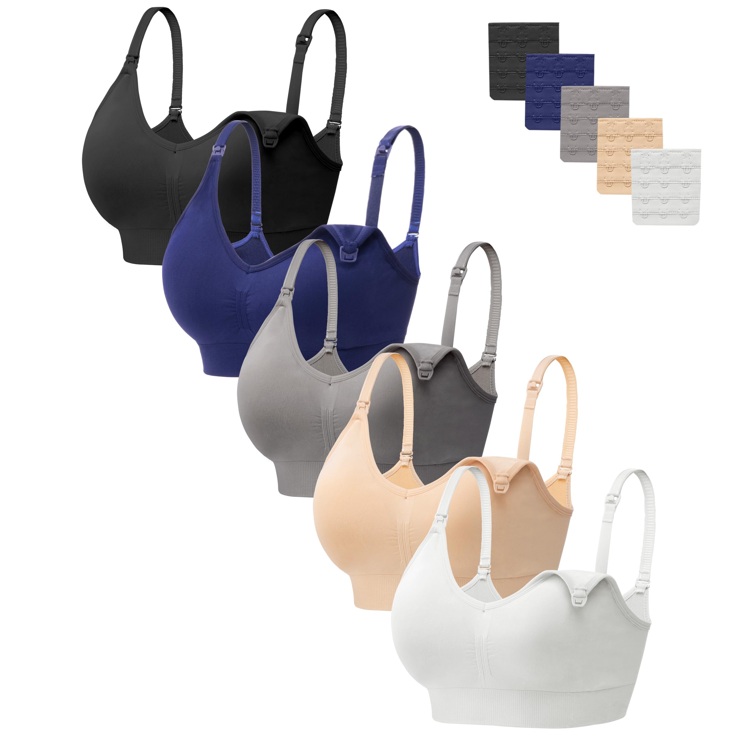 HBselect Women Maternity Bras 5 Pack Nursing Bras for Breastfeeding