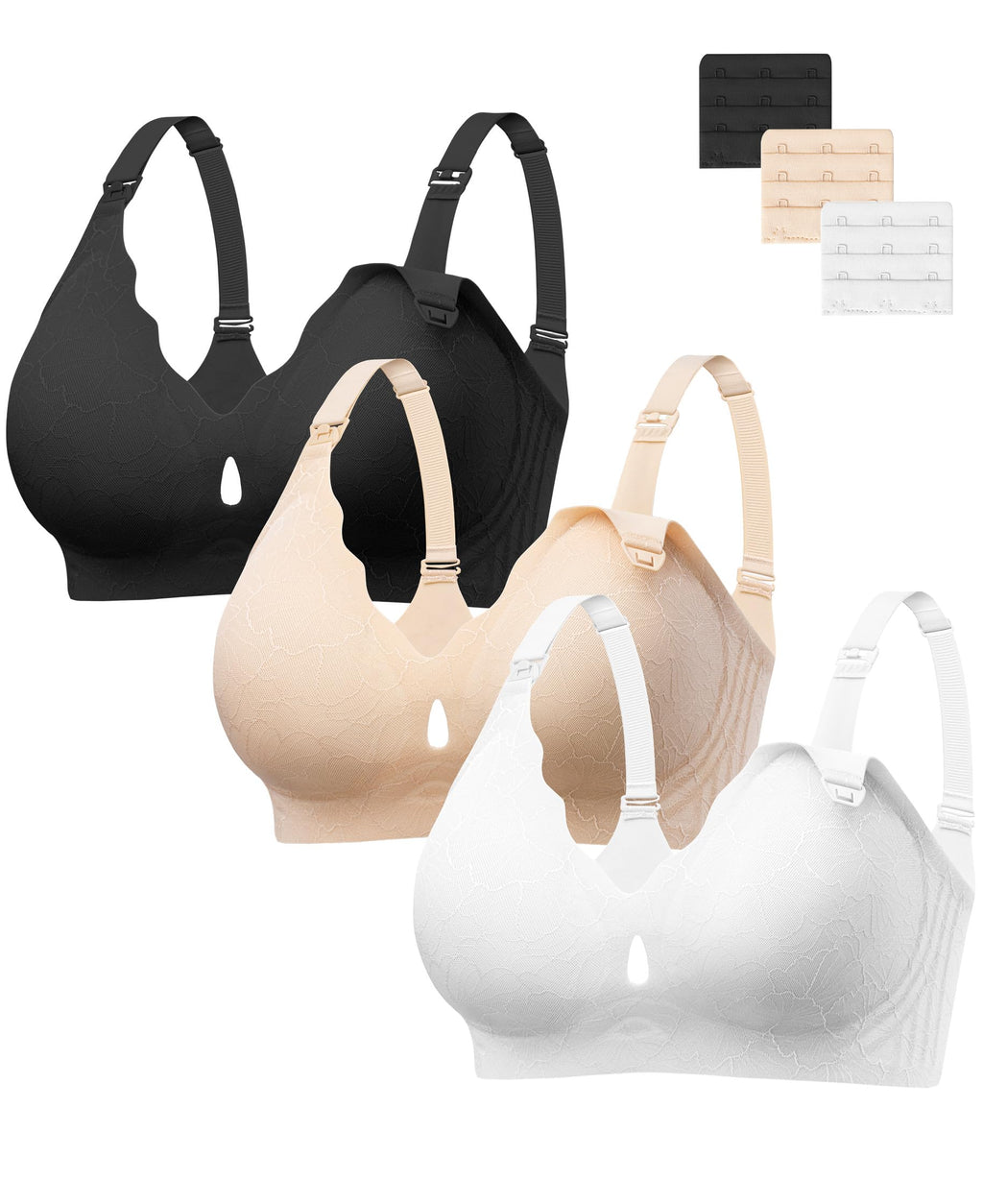 HBselect Nursing Bras for Breastfeeding 3 Pack Women Maternity Jelly Bras
