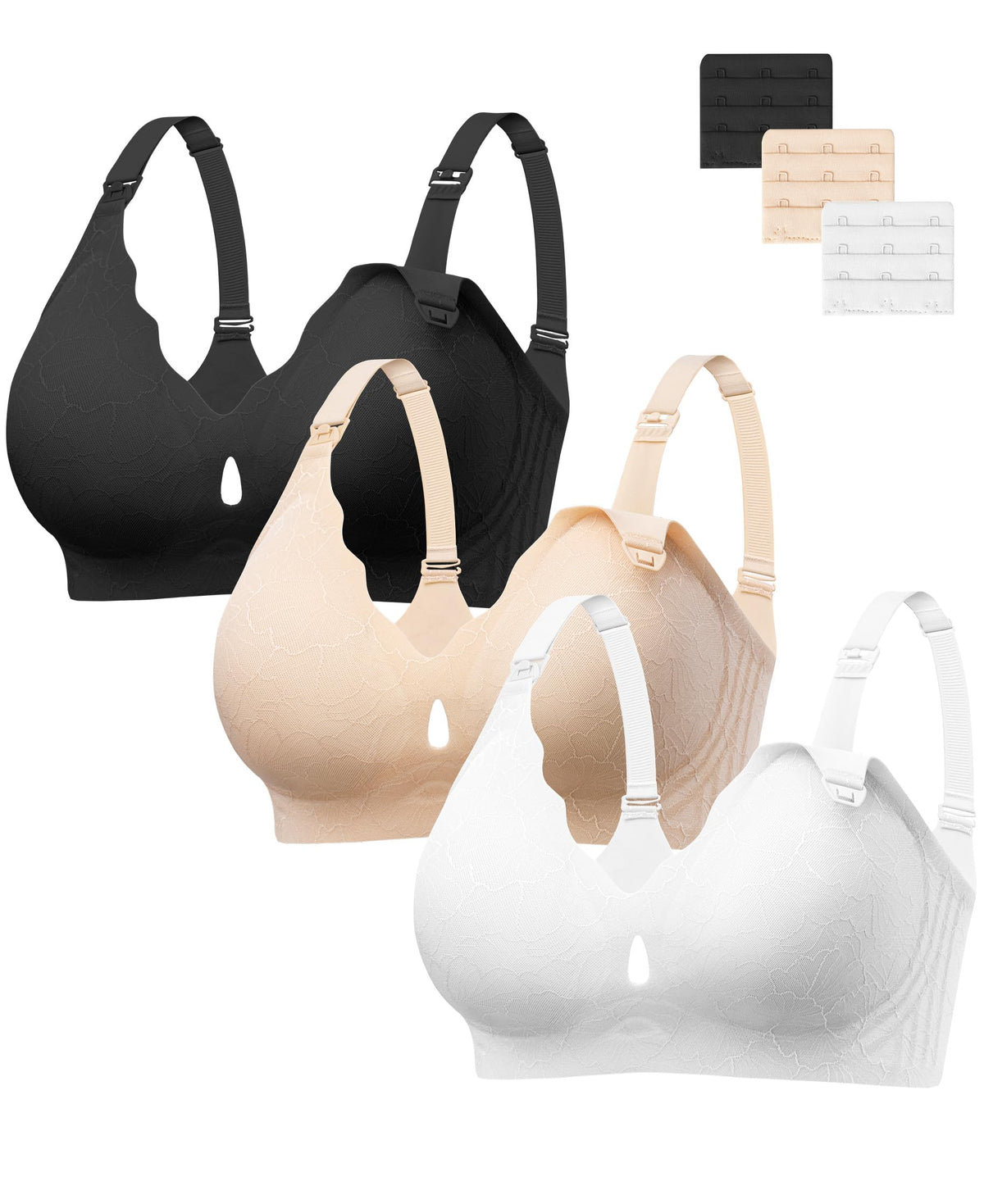 HBselect Nursing Bras for Breastfeeding 3 Pack Women Maternity Jelly Bras
