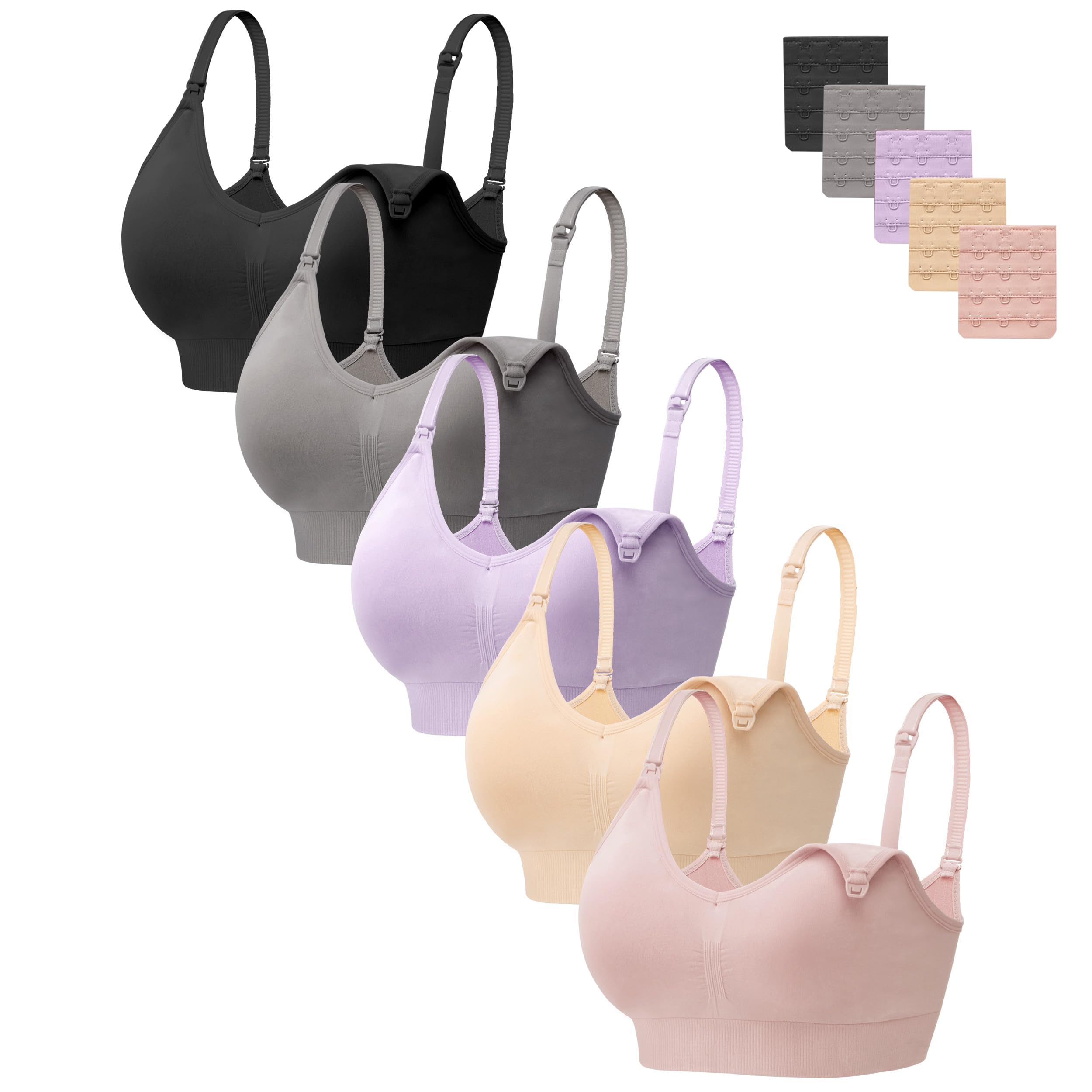 HBselect Women Maternity Bras 5 Pack Nursing Bras for Breastfeeding