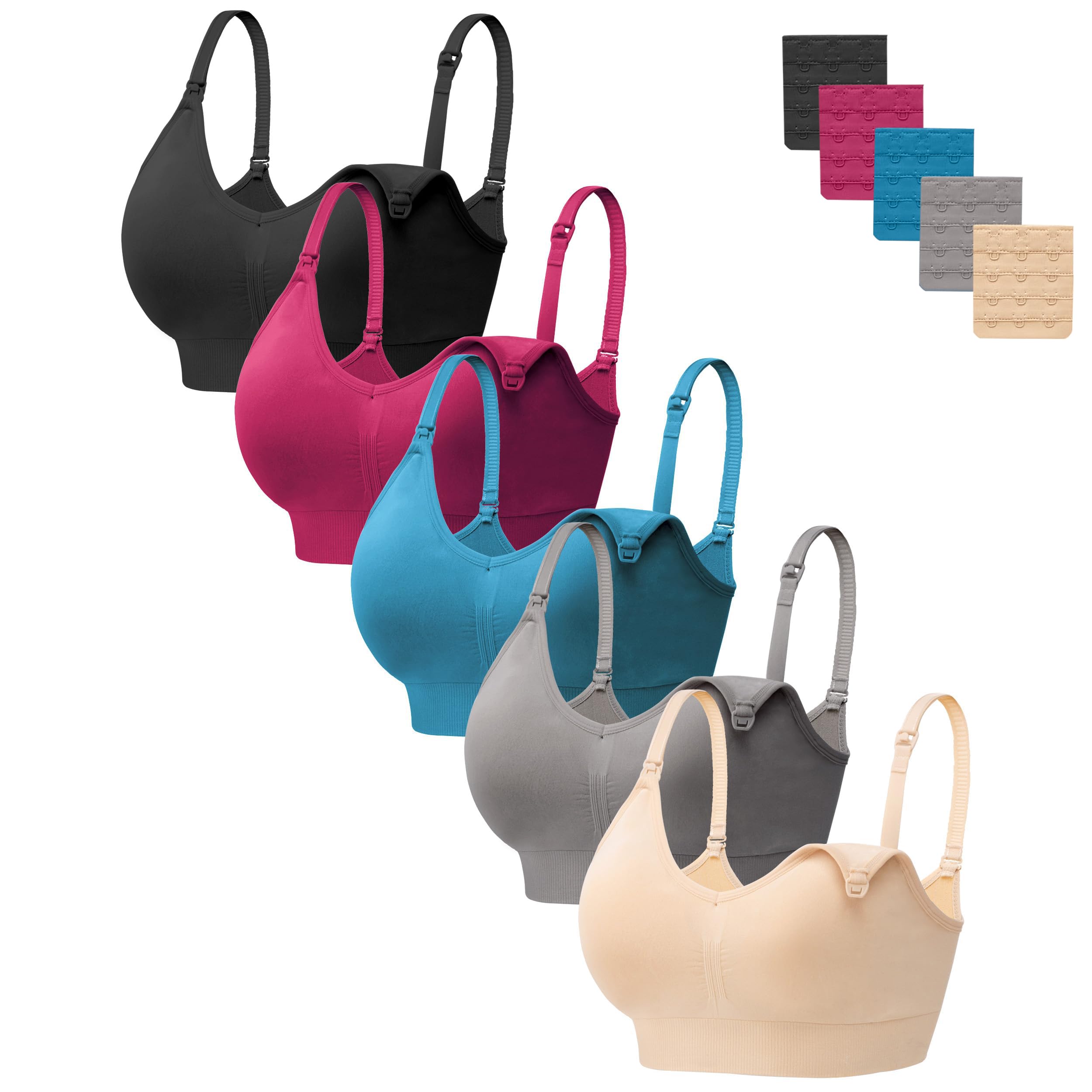 HBselect Women Maternity Bras 5 Pack Nursing Bras for Breastfeeding
