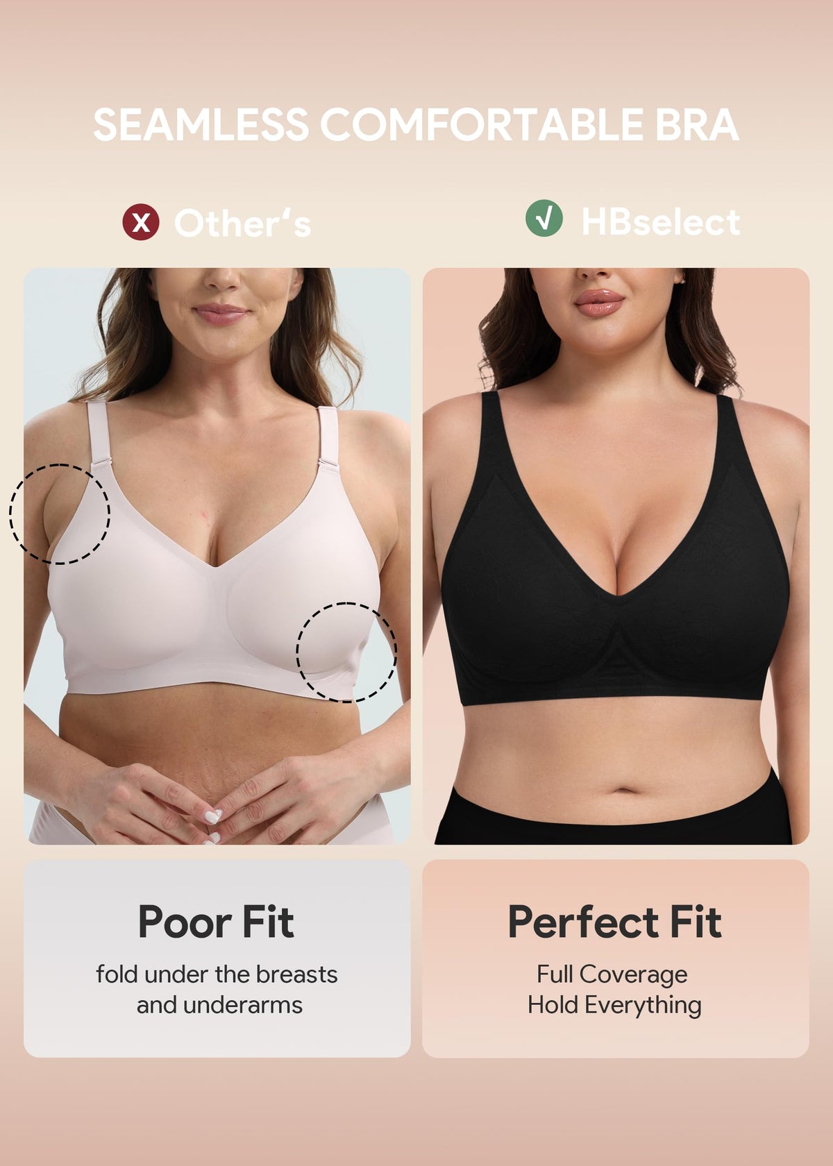 HBselect Jelly Bras for Women Wireless Seamless Comfort Full Coverage Bra