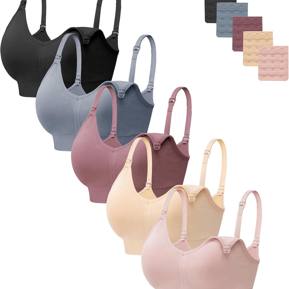 HBselect Women Maternity Bras 5 Pack Nursing Bras for Breastfeeding