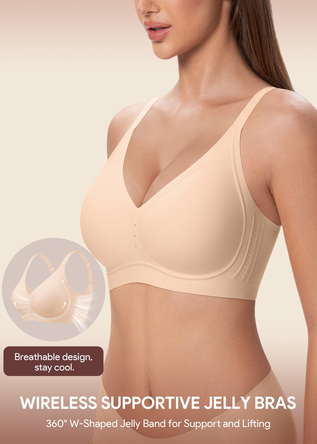 HBselect Jelly Bras for Women Wireless Seamless Comfort Full Coverage Bra