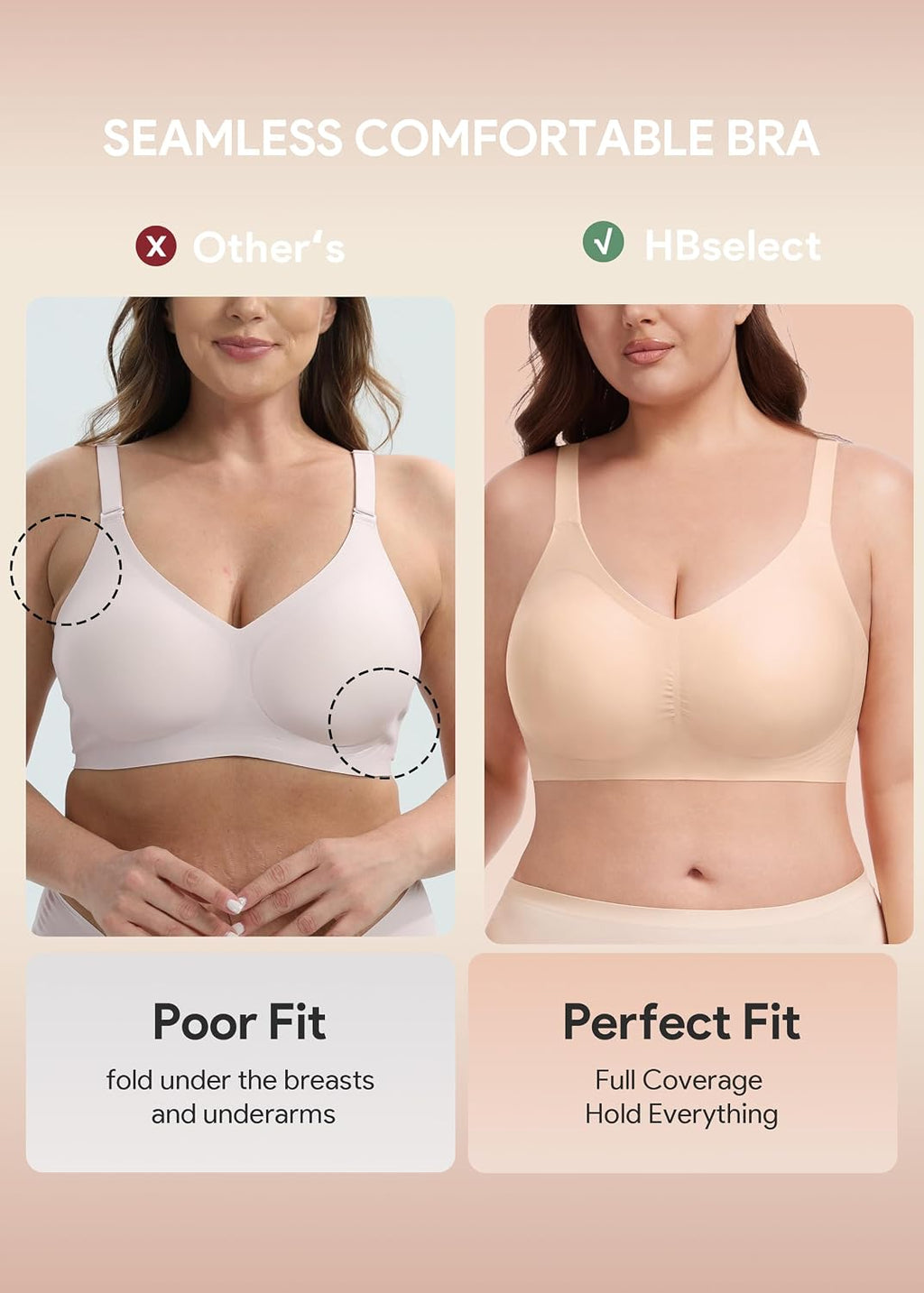 HBselect Jelly Bras for Women Seamless Push Up Wireless Tshirts Bralettes