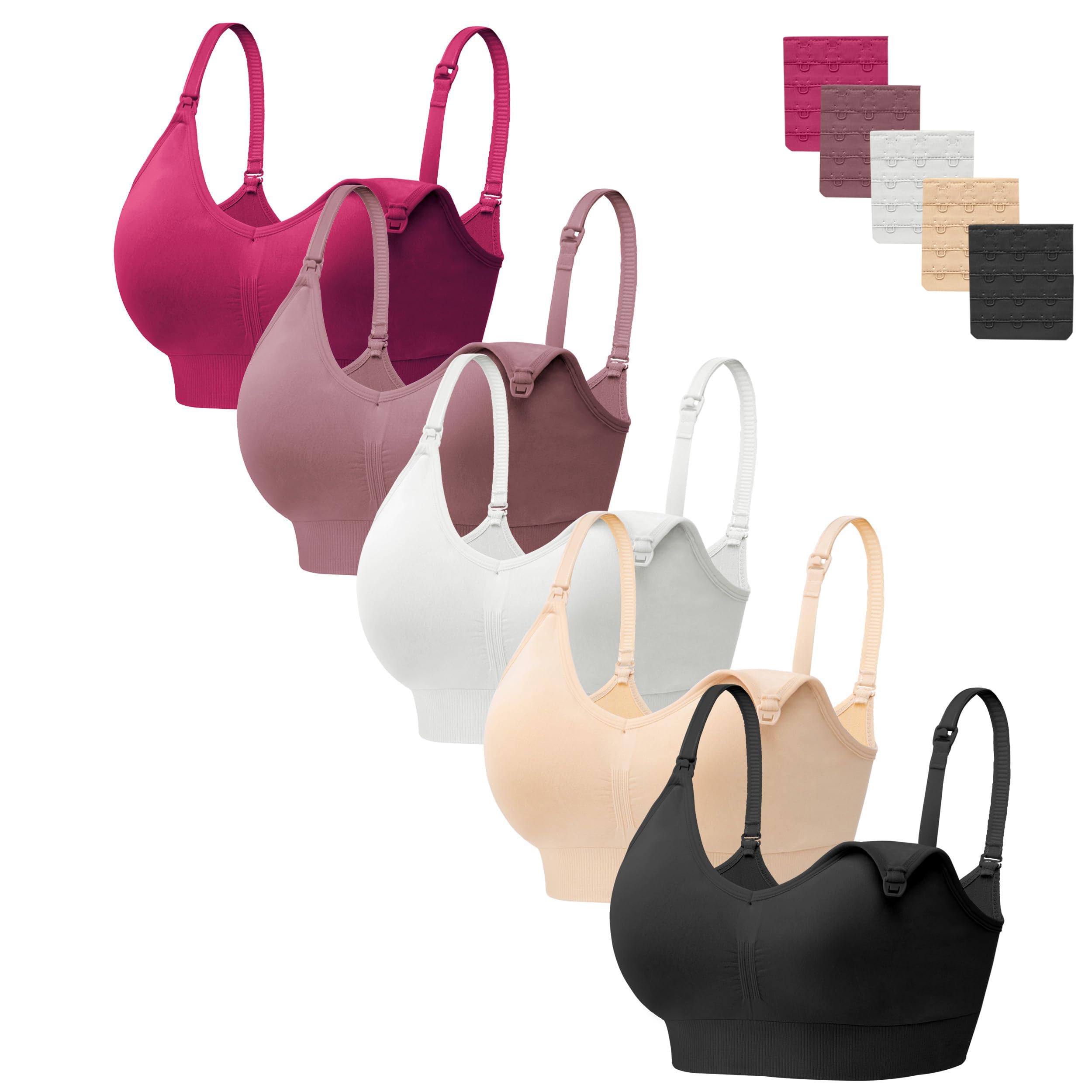 HBselect Women Maternity Bras 5 Pack Nursing Bras for Breastfeeding