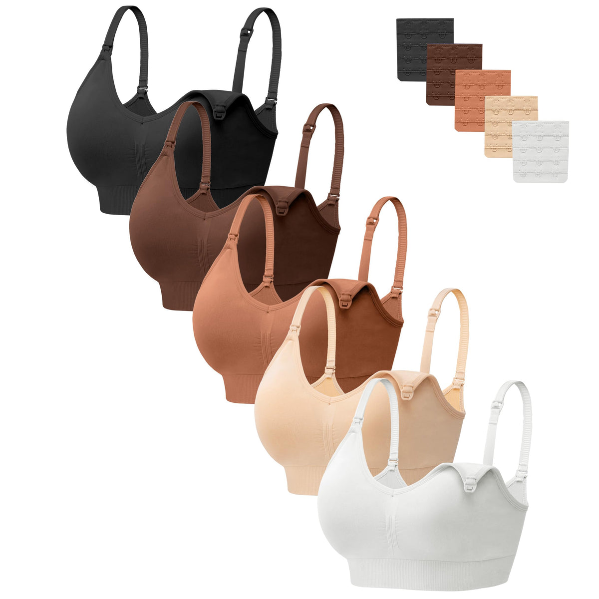 HBselect Women Maternity Bras 5 Pack Nursing Bras for Breastfeeding