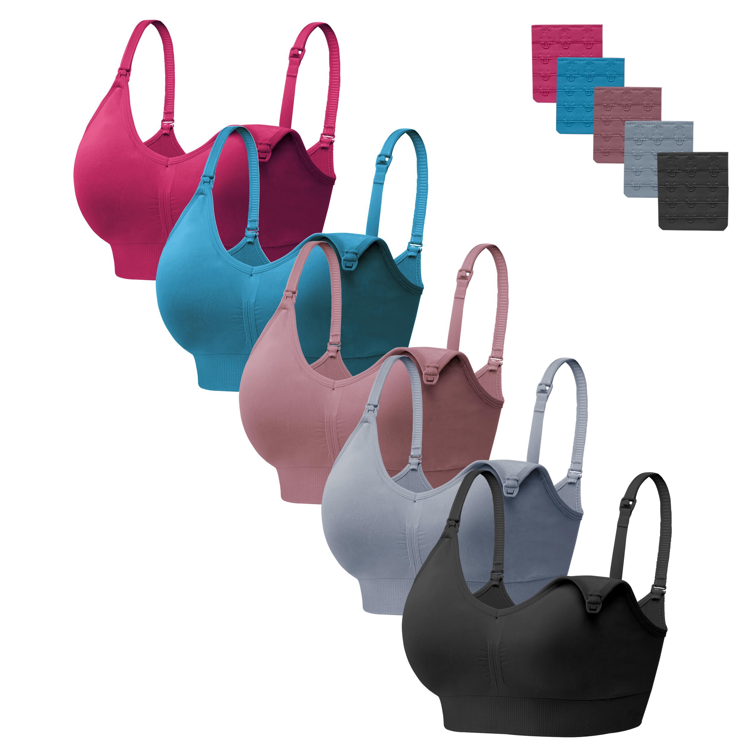 HBselect Women Maternity Bras 5 Pack Nursing Bras for Breastfeeding