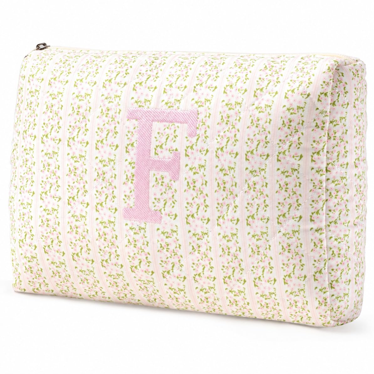HBselect Initial Makeup Bag for Women Personalized Quilted Cosmetic Bag