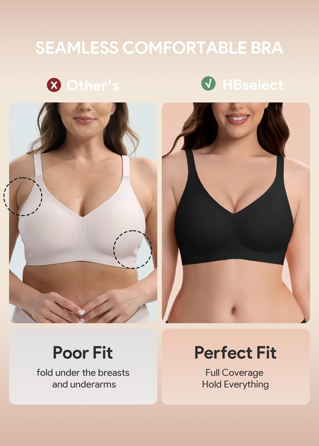 HBselect Jelly Bras for Women Wireless Seamless Comfort Full Coverage Bra