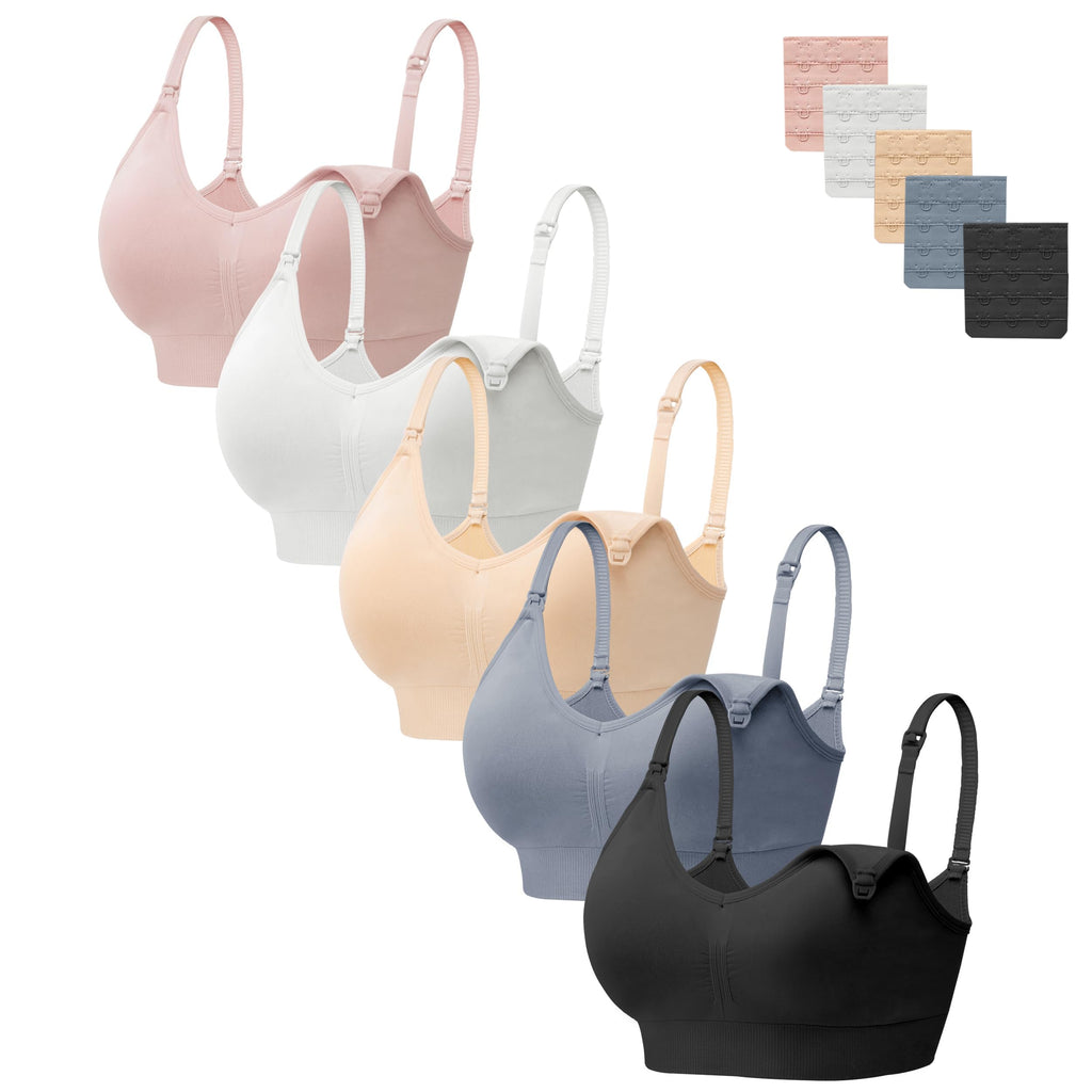 HBselect Women Maternity Bras 5 Pack Nursing Bras for Breastfeeding