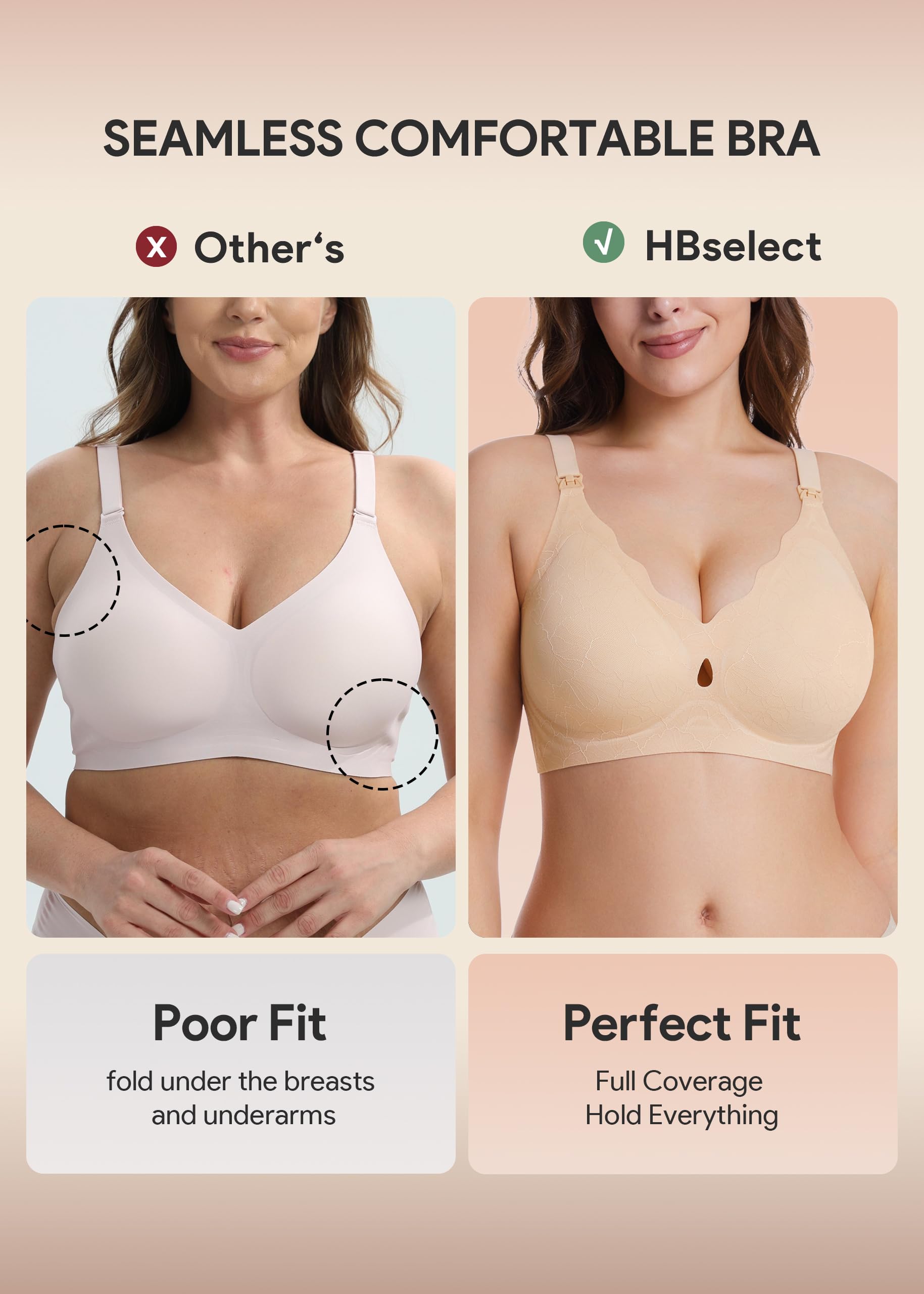 HBselect Nursing Bras for Breastfeeding 3 Pack Women Maternity Jelly Bras