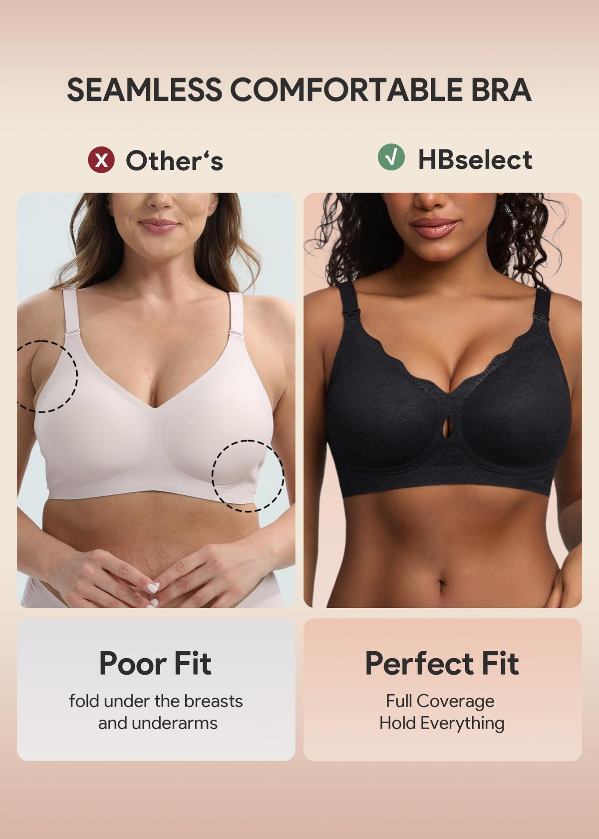 HBselect Nursing Bras for Breastfeeding 3 Pack Women Maternity Jelly Bras