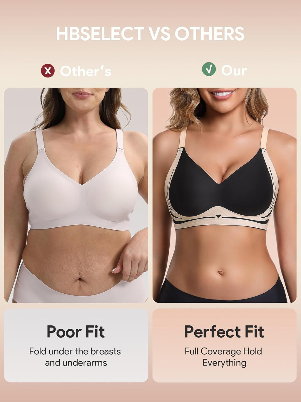 HBselect Jelly Bras for Women No Underwire Comfort Wireless Push Up Bras