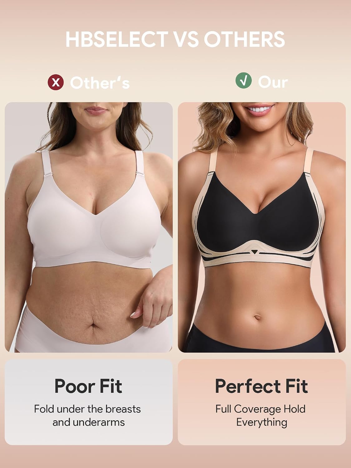 HBselect Jelly Bras for Women No Underwire Comfort Wireless Push Up Bras