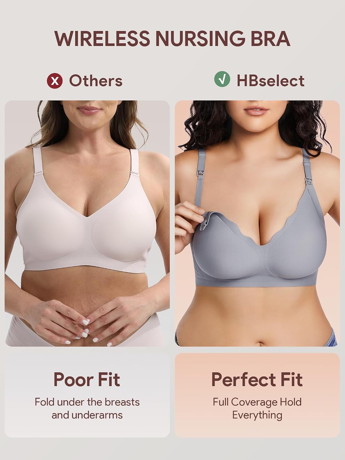 HBselect Nursing Bras for Breastfeeding Comfort Jelly Seamless Nursing Bra