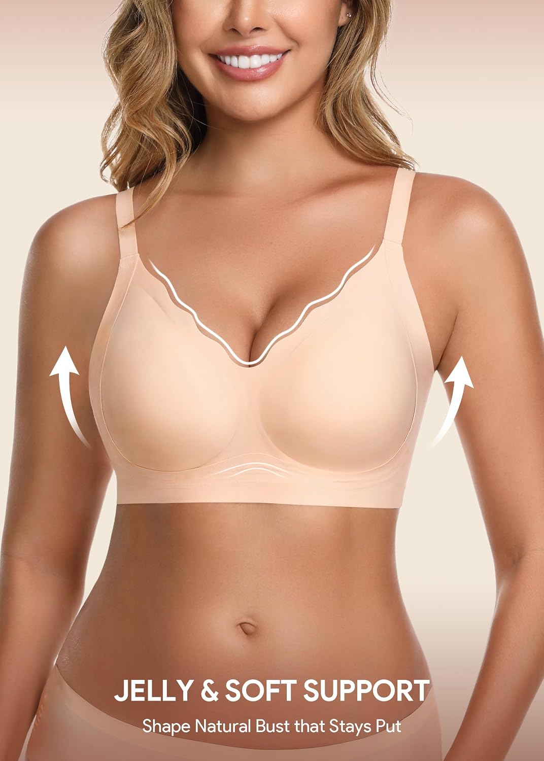 HBselect Jelly Bras for Women Seamless Comfy Push Up Wireless Tshirt Bras