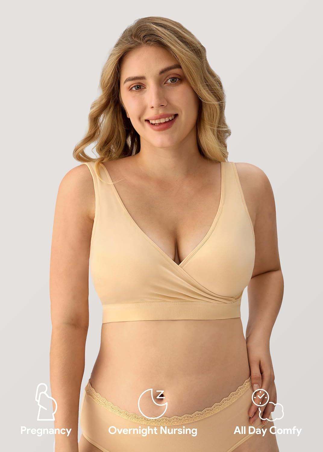 HBselect Maternity Nursing Sleep Bra for Breastfeeding Wireless Bralette