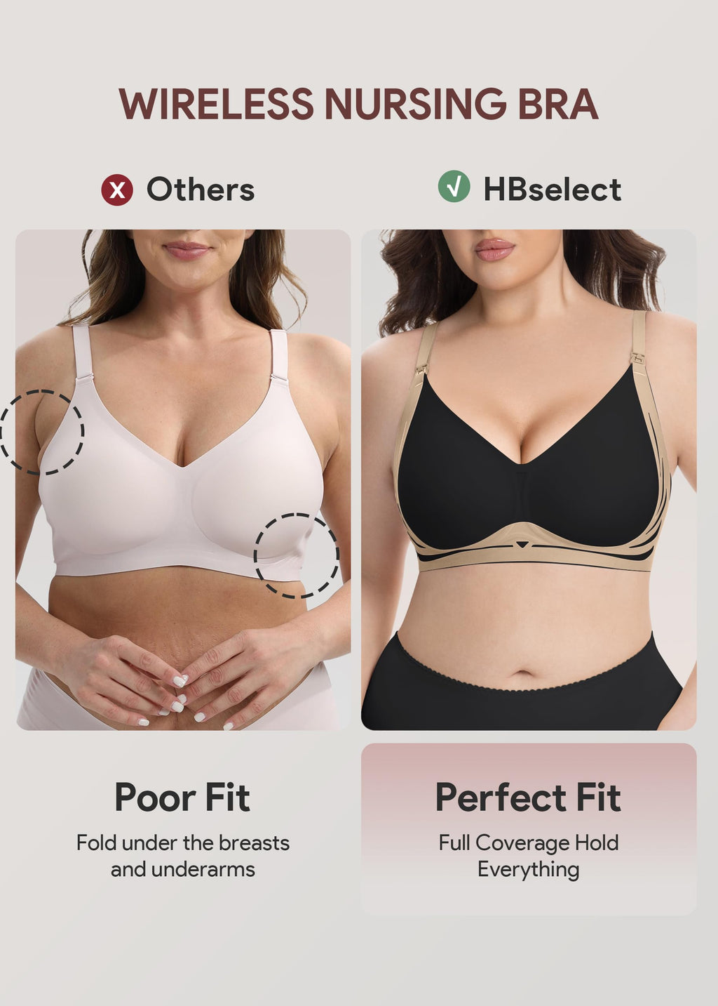 HBselect Nursing Bras for Breastfeeding 3 Pack Women Maternity Jelly Bras