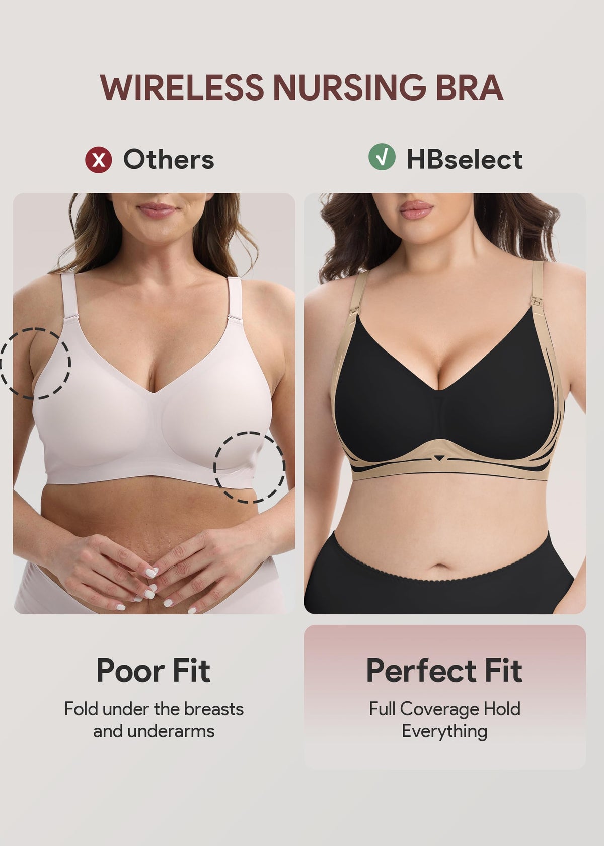 HBselect Nursing Bras for Breastfeeding 3 Pack Women Maternity Jelly Bras