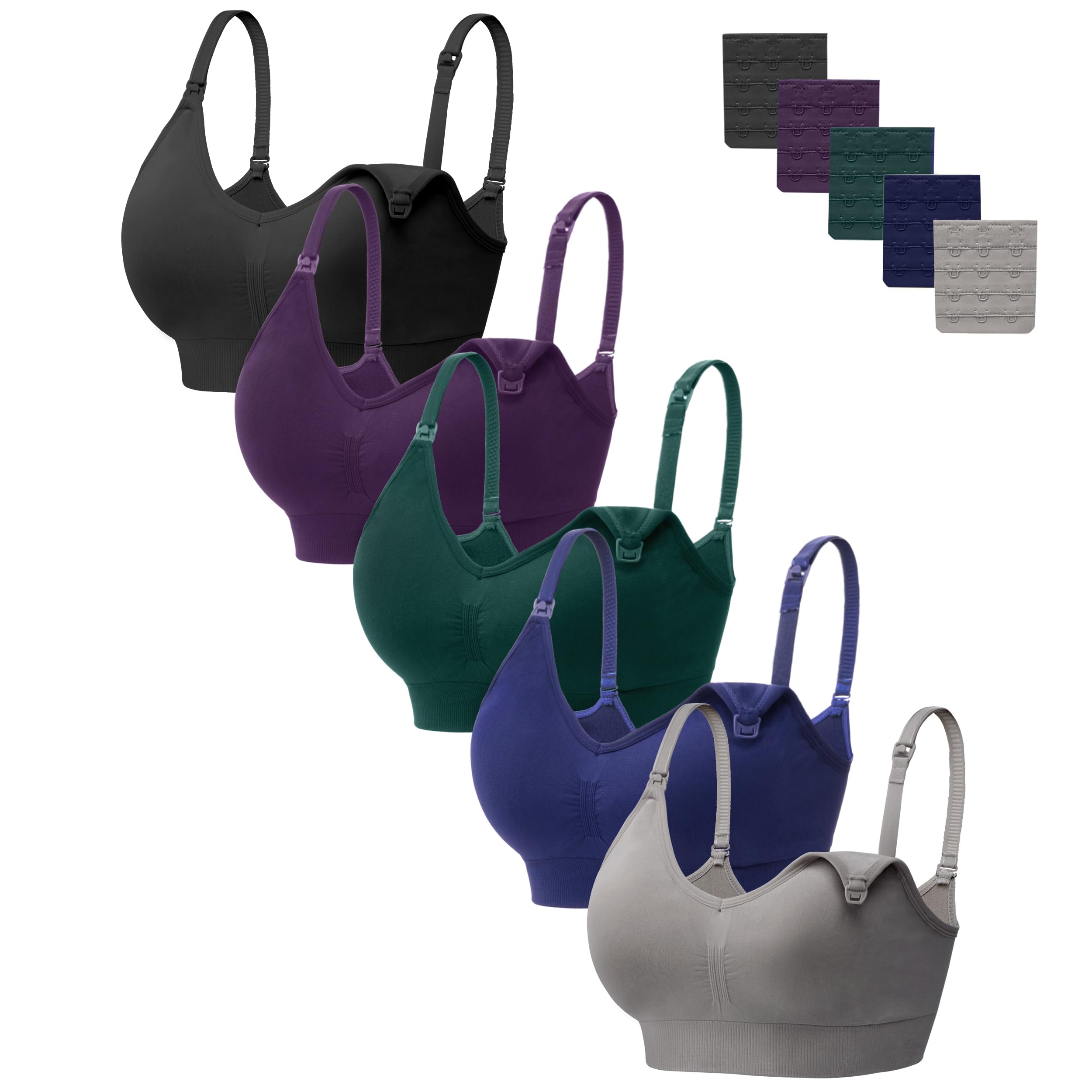 HBselect Women Maternity Bras 5 Pack Nursing Bras for Breastfeeding