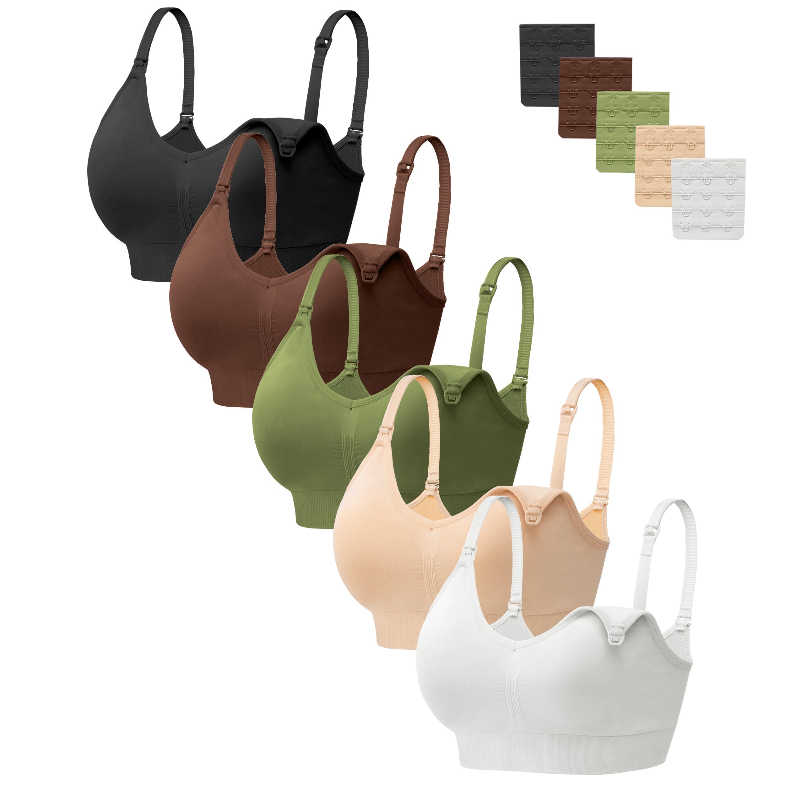HBselect Women Maternity Bras 5 Pack Nursing Bras for Breastfeeding