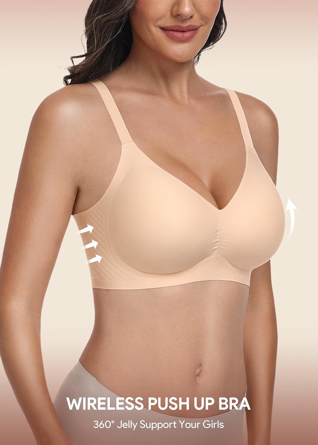 HBselect Jelly Bras for Women Seamless Push Up Wireless Tshirts Bralettes