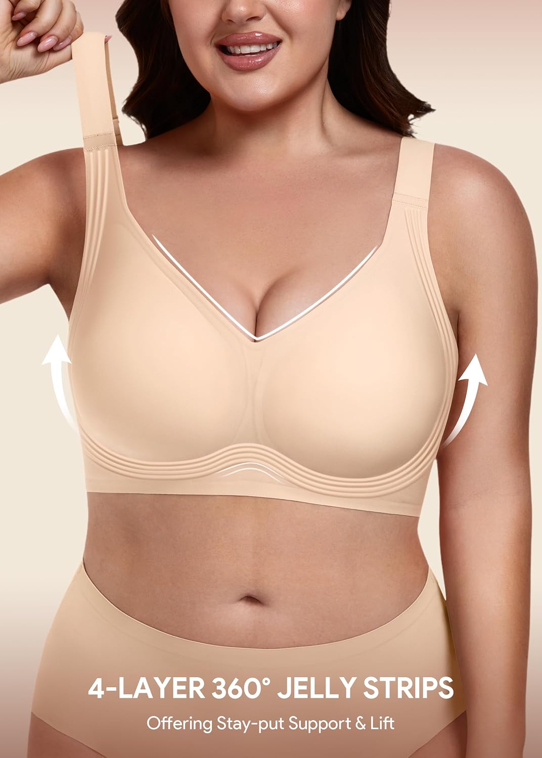 HBselect Jelly Bras for Women No Underwire Plus Size Wireless Seamless Bras