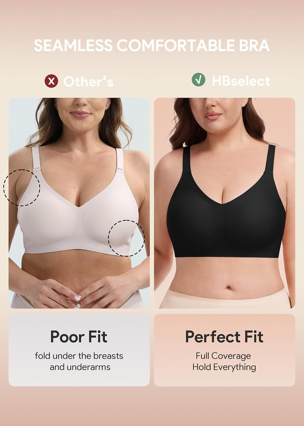 HBselect Jelly Bras for Women Seamless Push Up Wireless Tshirts Bralettes