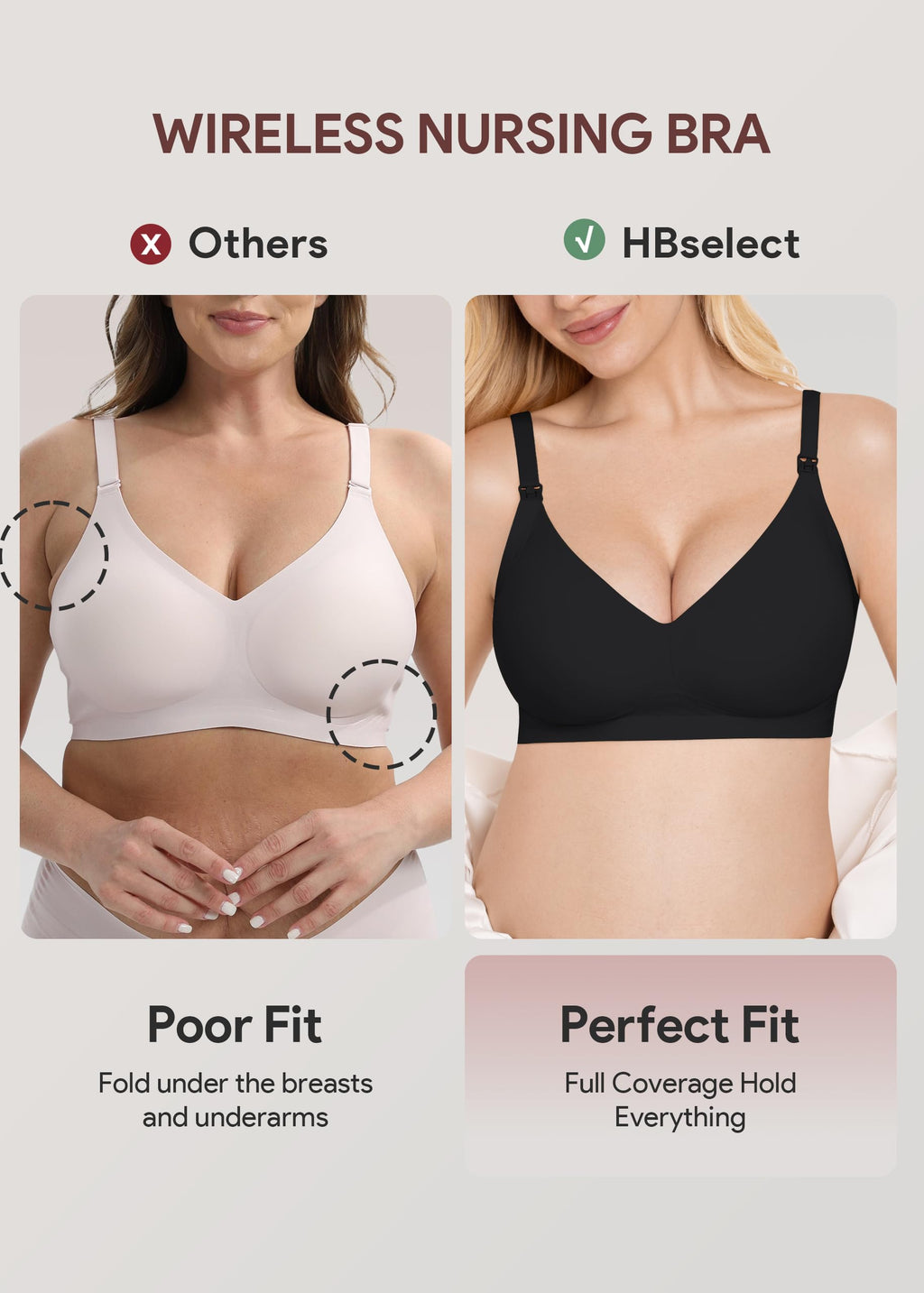 HBselect Nursing Bras for Breastfeeding 3 Pack Women Maternity Jelly Bras
