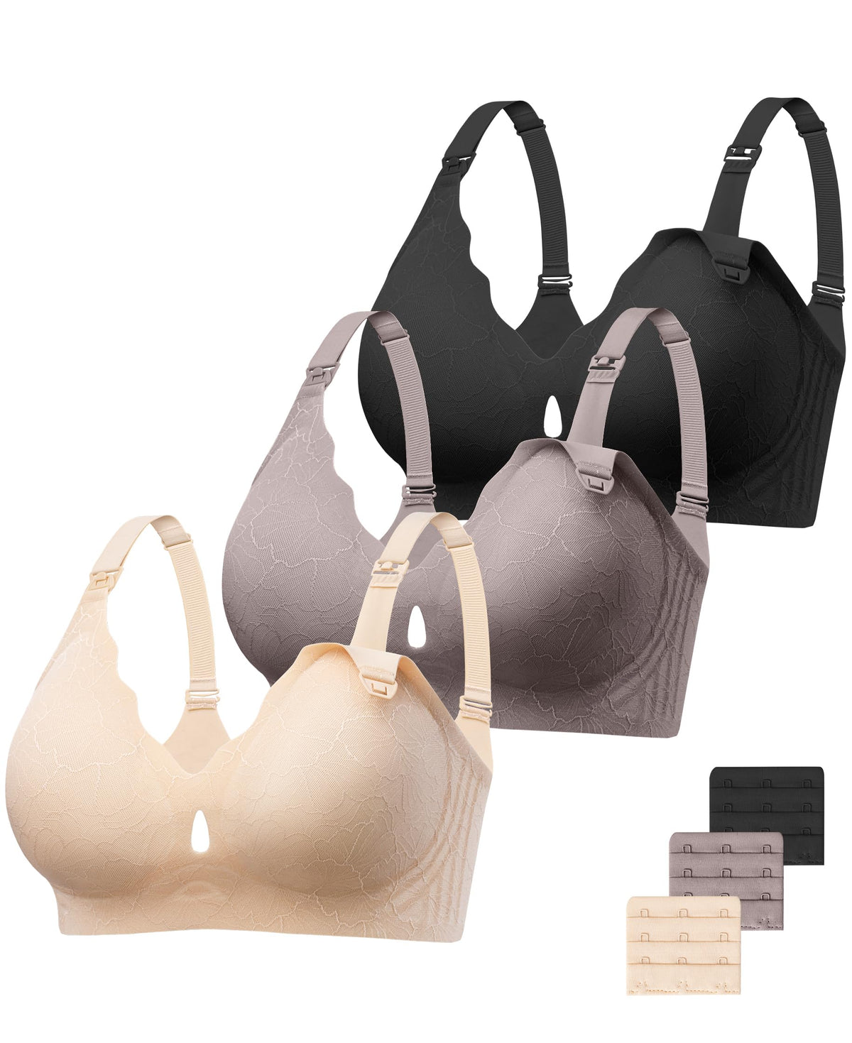 HBselect Nursing Bras for Breastfeeding 3 Pack Women Maternity Jelly Bras