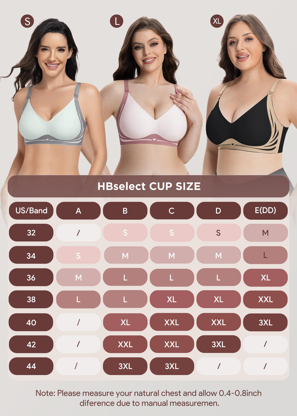 HBselect Nursing Bras for Breastfeeding 3 Pack Women Maternity Jelly Bras