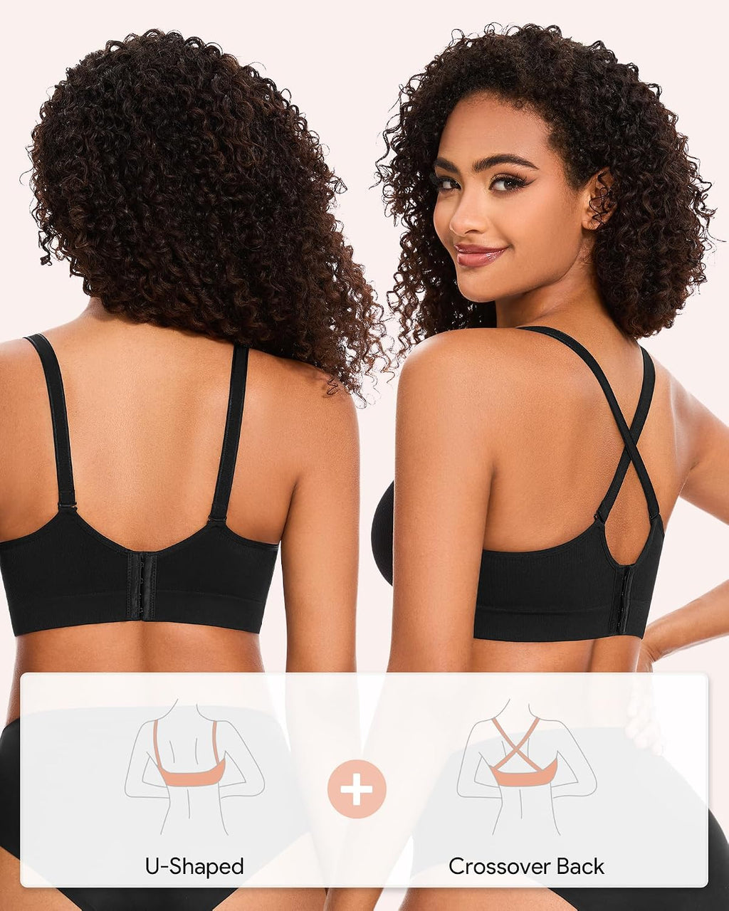 HBselect Bras for Women Comfort Wireless Deep-V Bralettes T Shirt Bras Tank