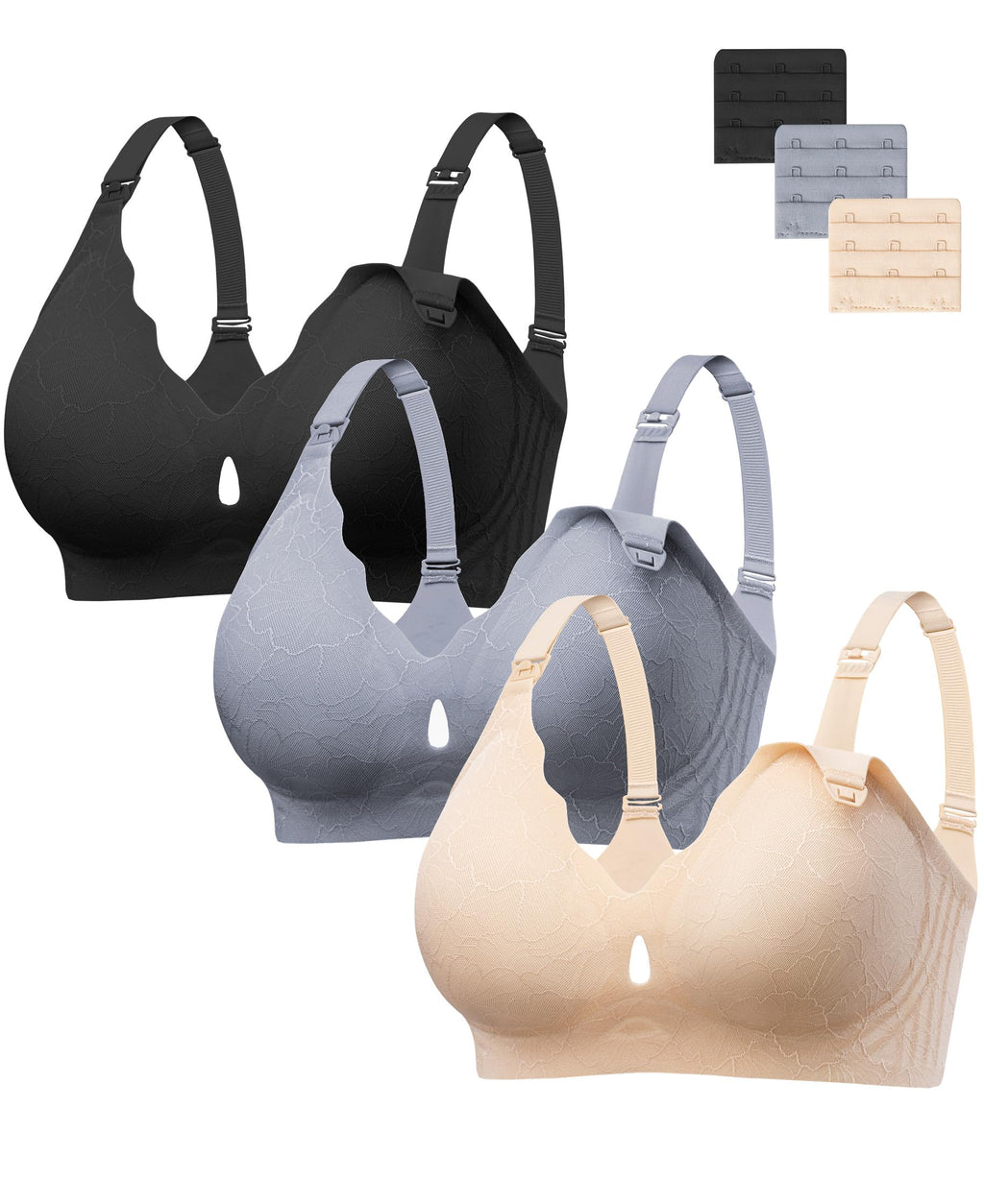 HBselect Nursing Bras for Breastfeeding 3 Pack Women Maternity Jelly Bras