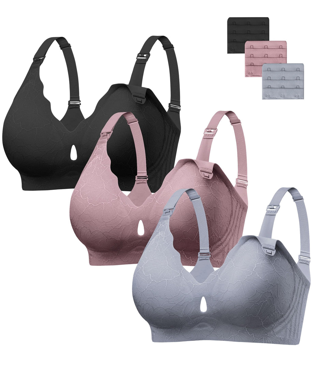 HBselect Nursing Bras for Breastfeeding 3 Pack Women Maternity Jelly Bras