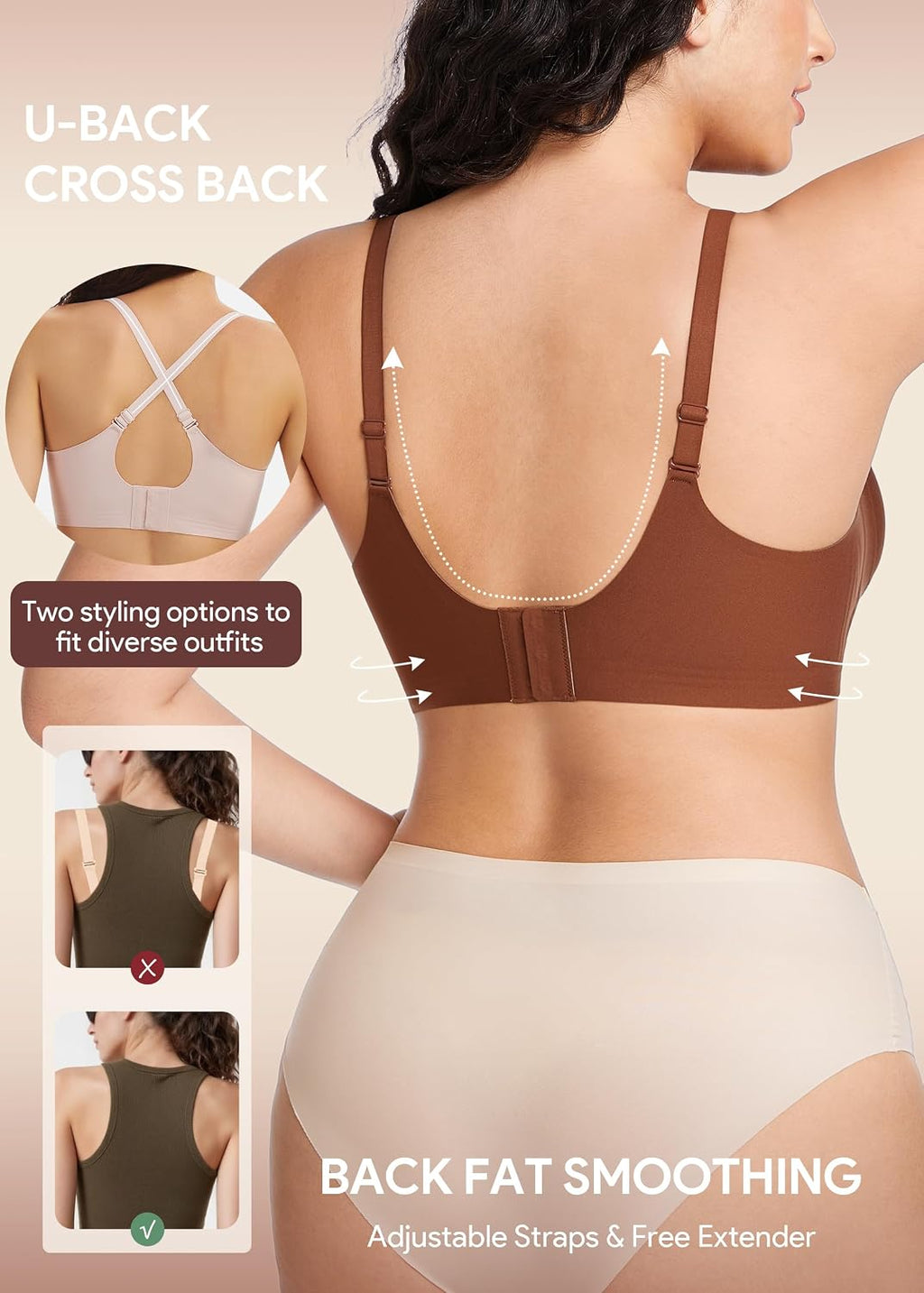 HBselect Jelly Bras for Women Seamless Wireless Full Coverage Tshirt Bras