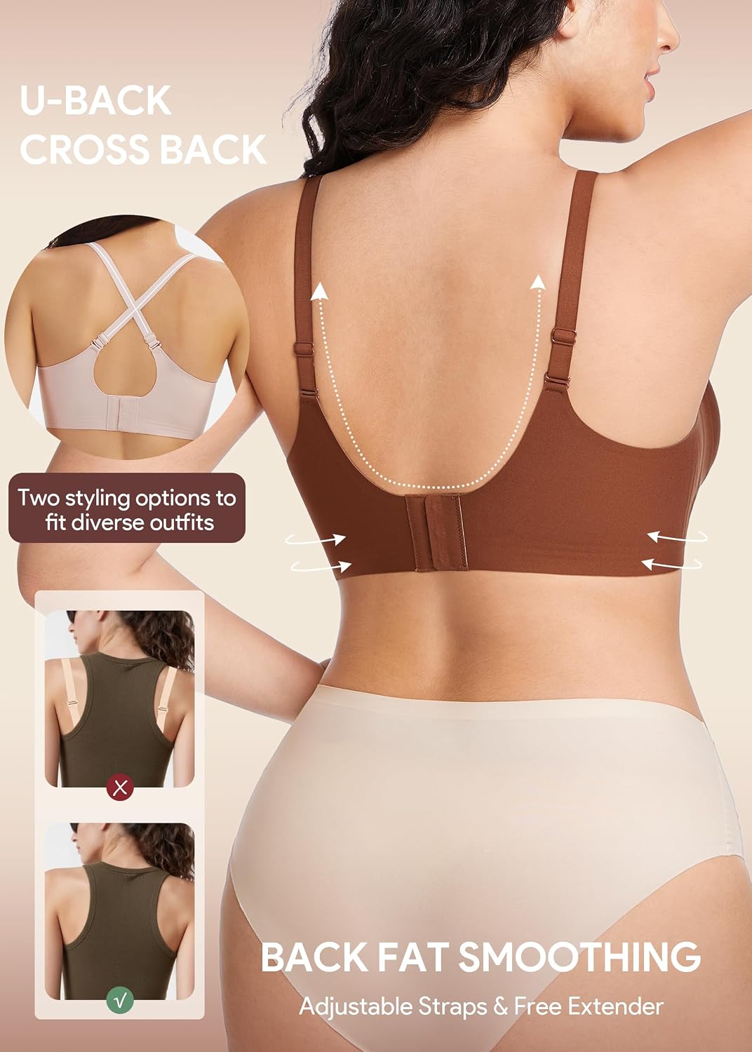 HBselect Jelly Bras for Women Seamless Wireless Full Coverage Tshirt Bras