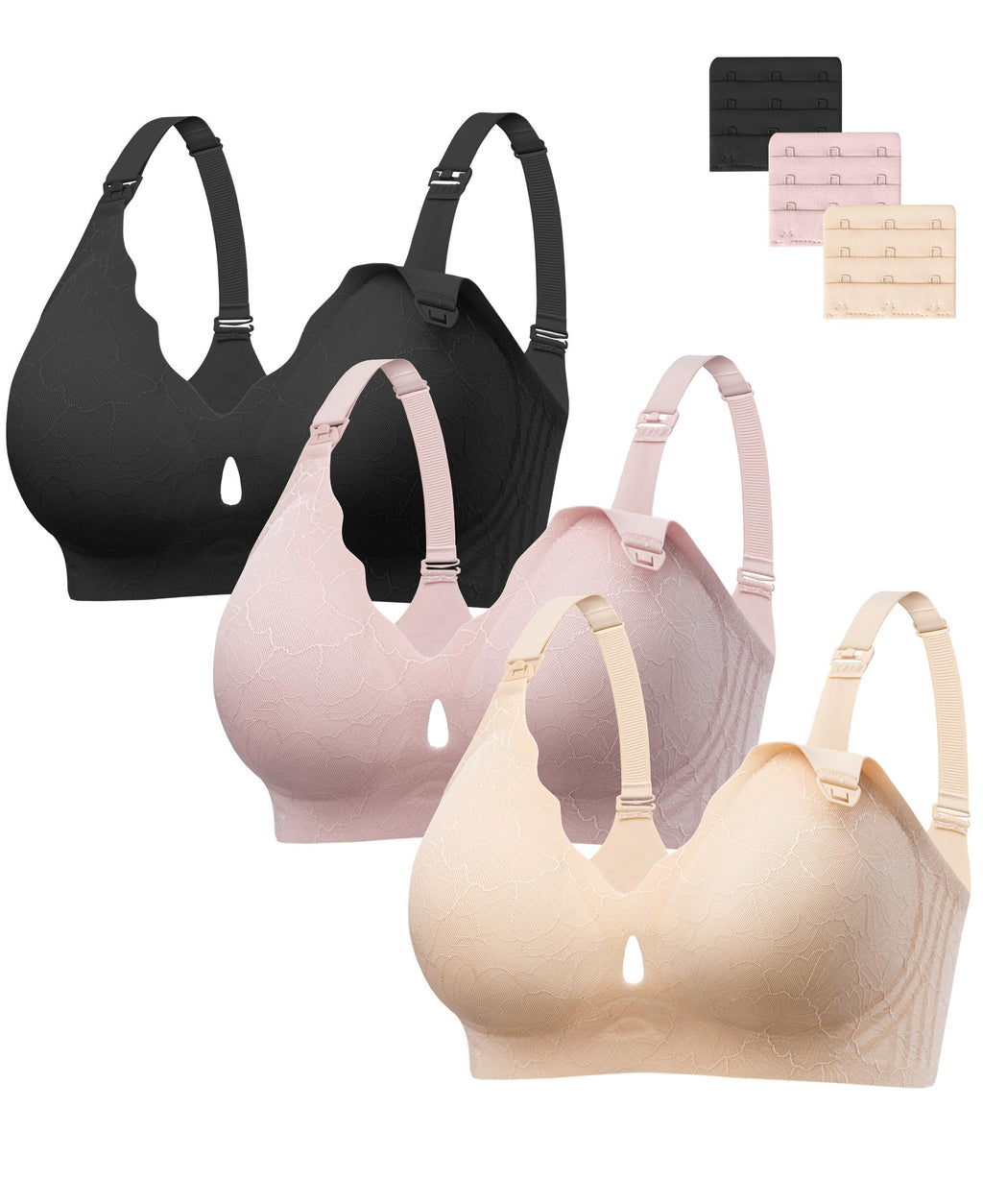 HBselect Nursing Bras for Breastfeeding 3 Pack Women Maternity Jelly Bras