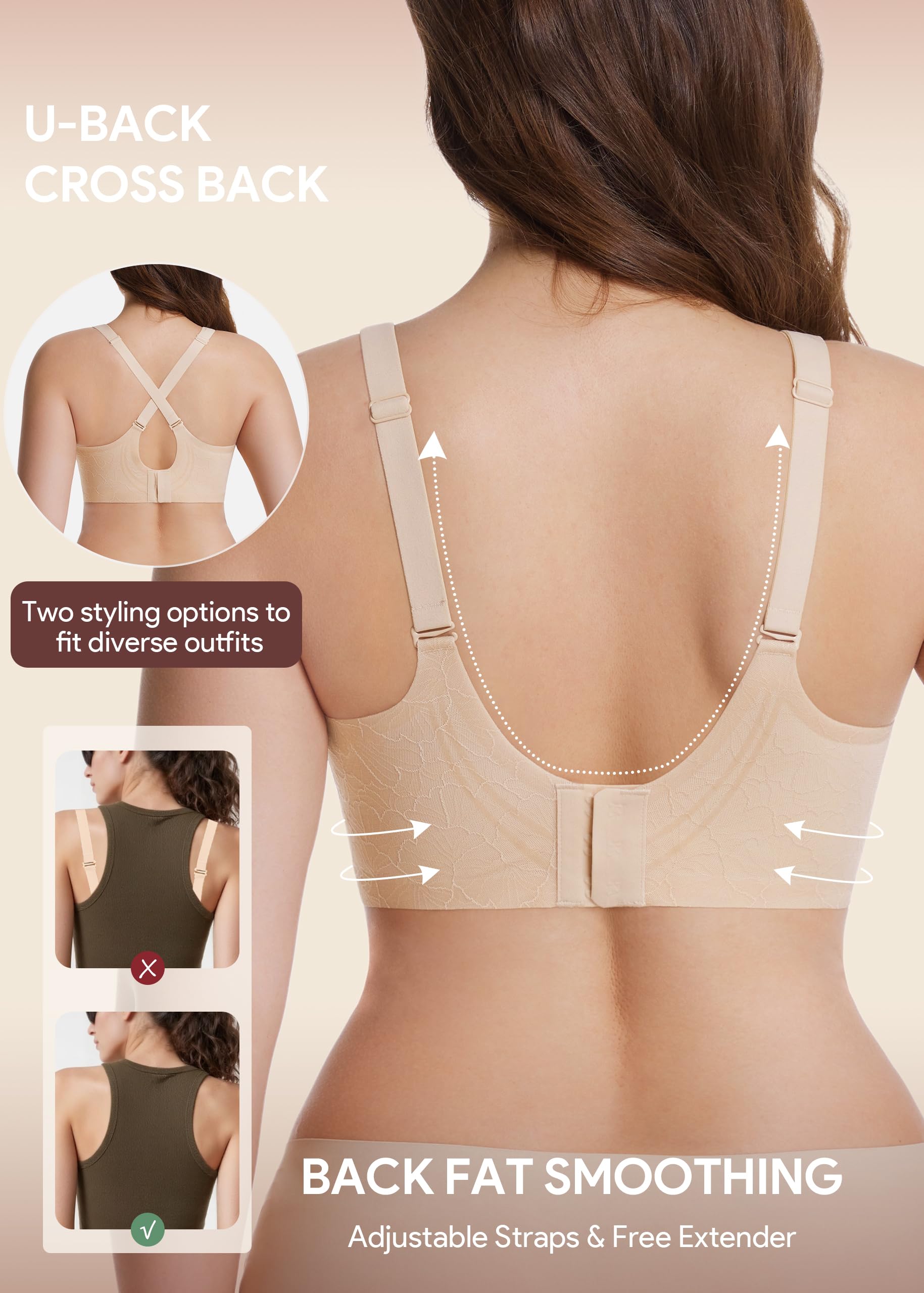HBselect Nursing Bras for Breastfeeding 3 Pack Women Maternity Jelly Bras