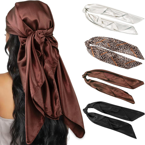 HBselect 4PCS Head Scarf for Women 35” Silk Feel Hair Scarf