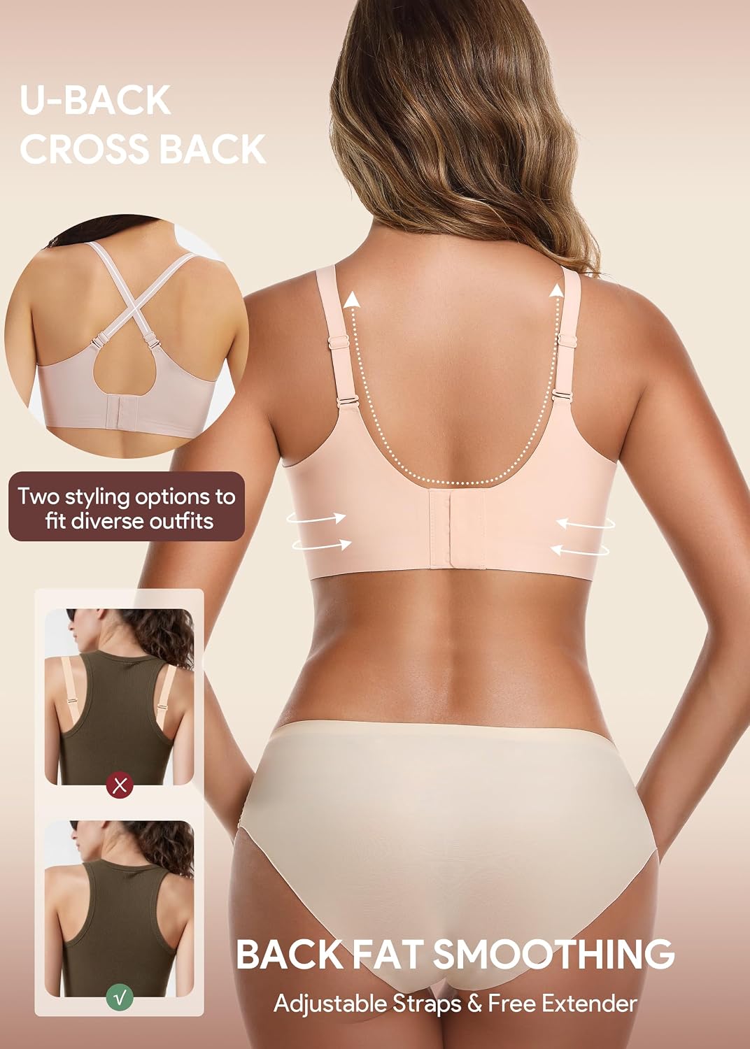 HBselect Jelly Bras for Women Seamless Wireless Full Coverage Tshirt Bras