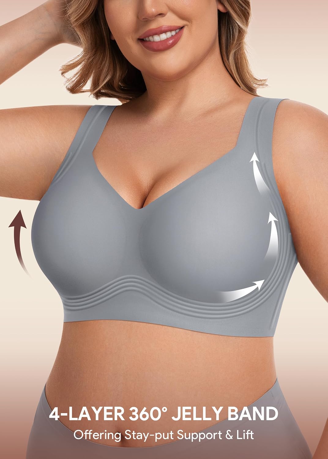 HBselect Jelly Bras for Women Plus Size Pullover Wireless Full Coverage Bra