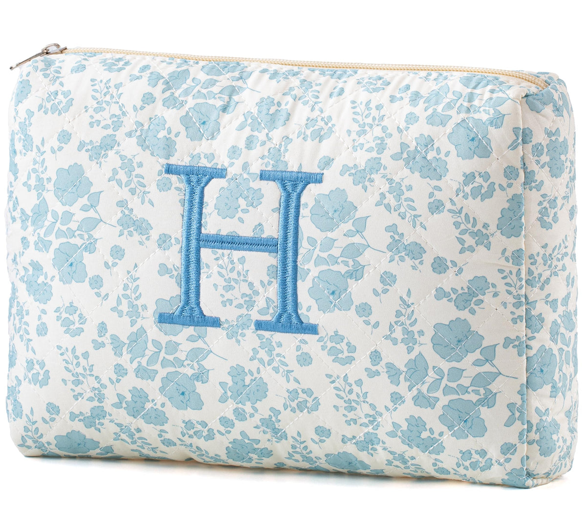 HBselect Initial Makeup Bag for Women Personalized Quilted Cosmetic Bag
