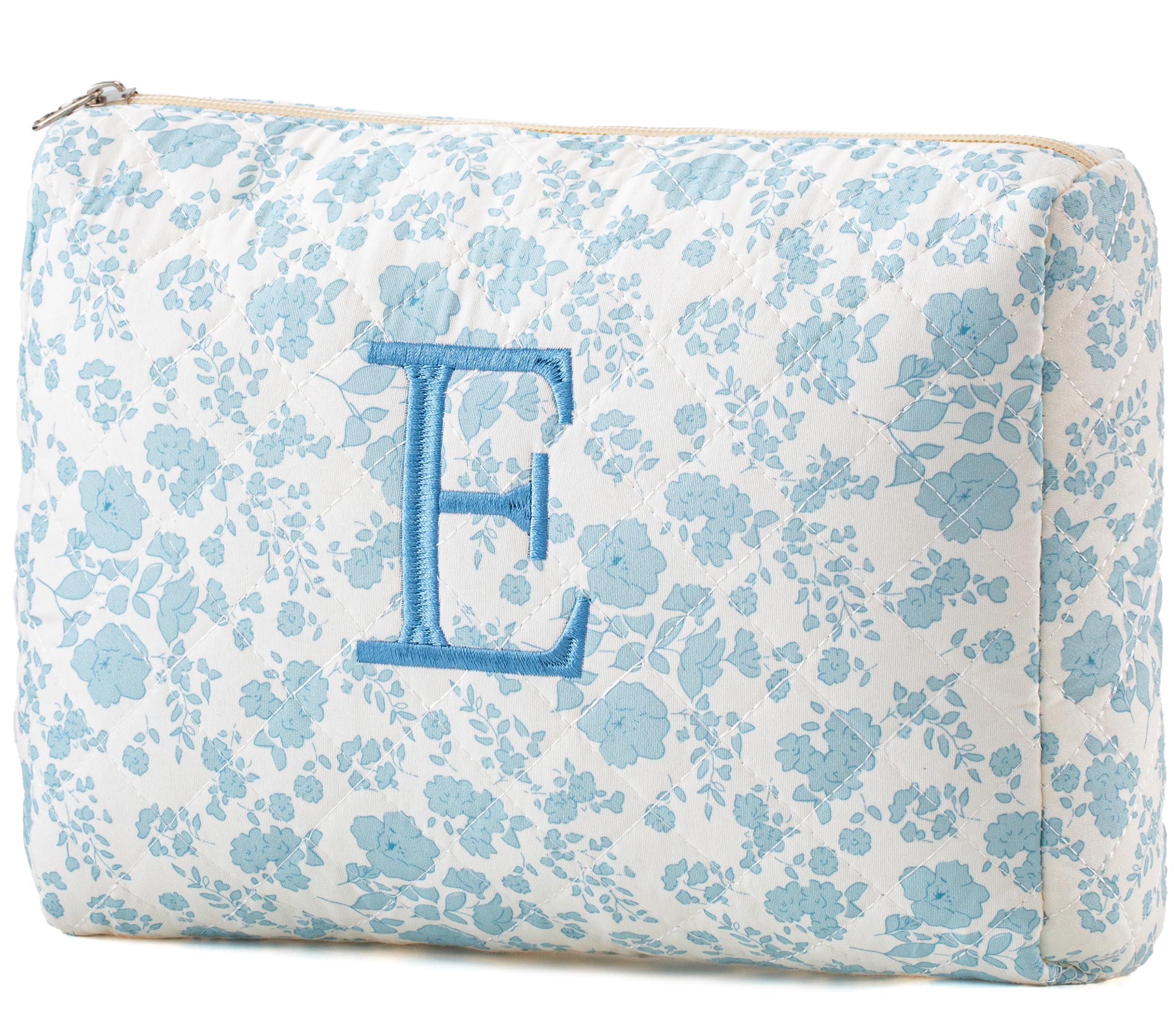 HBselect Initial Makeup Bag for Women Personalized Quilted Cosmetic Bag